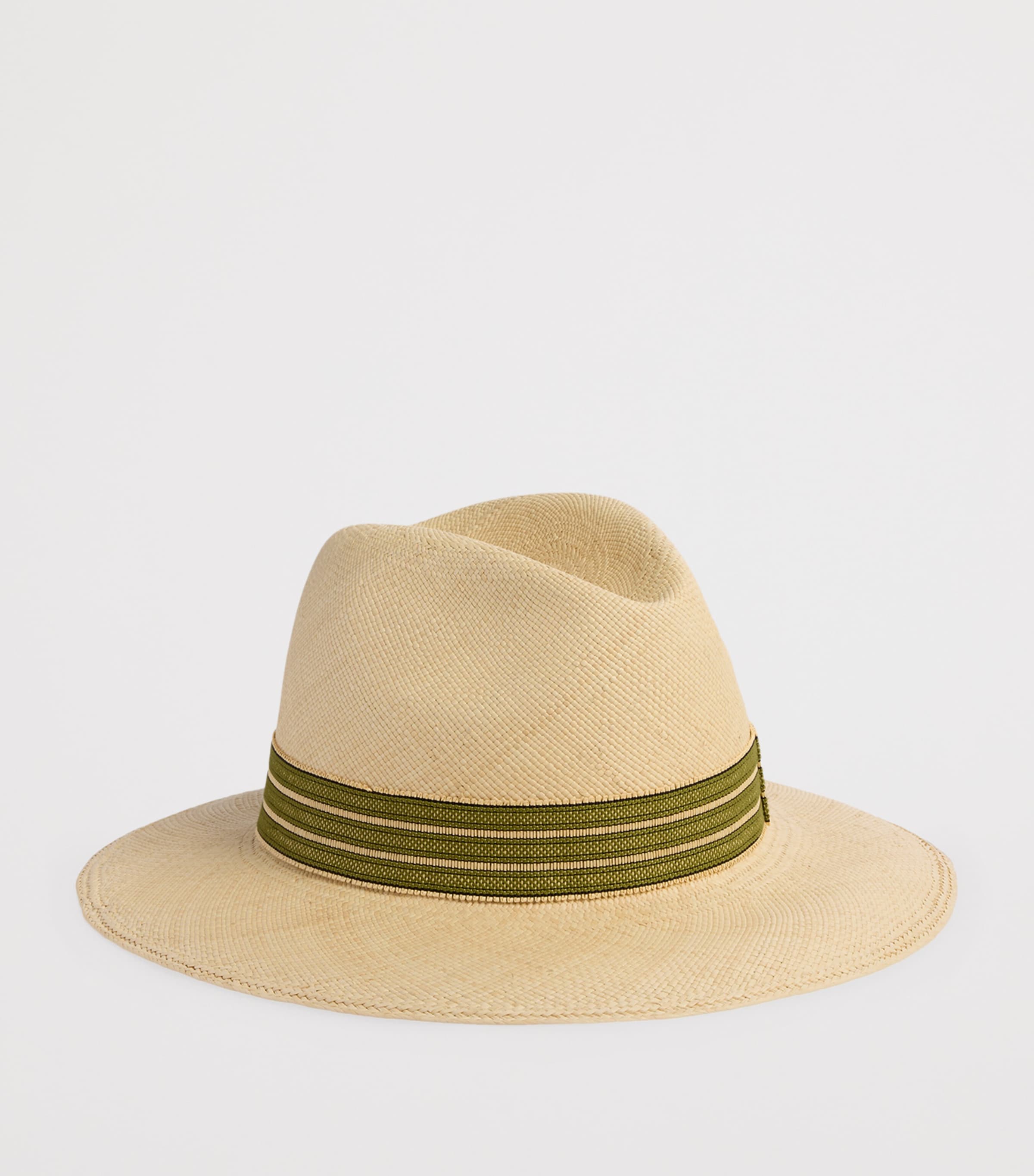 Dunhill Straw Trilby Hat Green Image 2