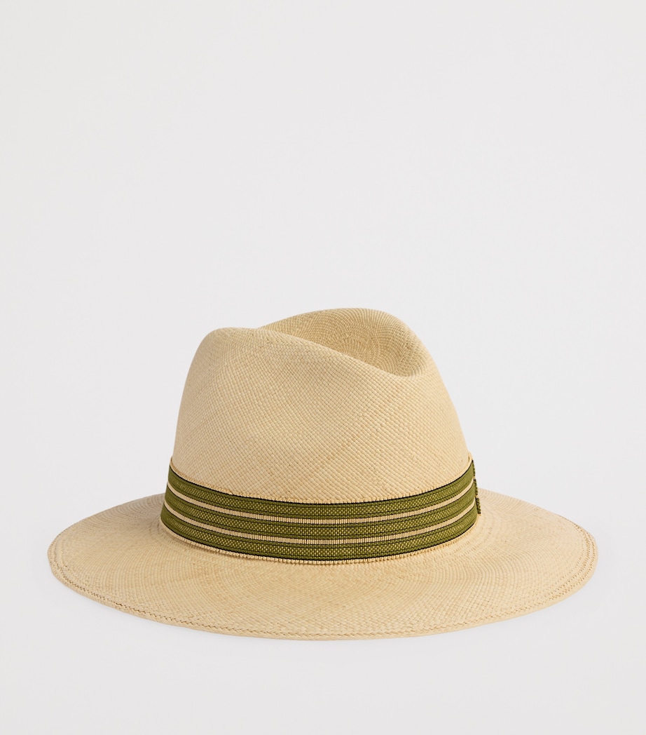 Dunhill Straw Trilby Hat Green Image 2