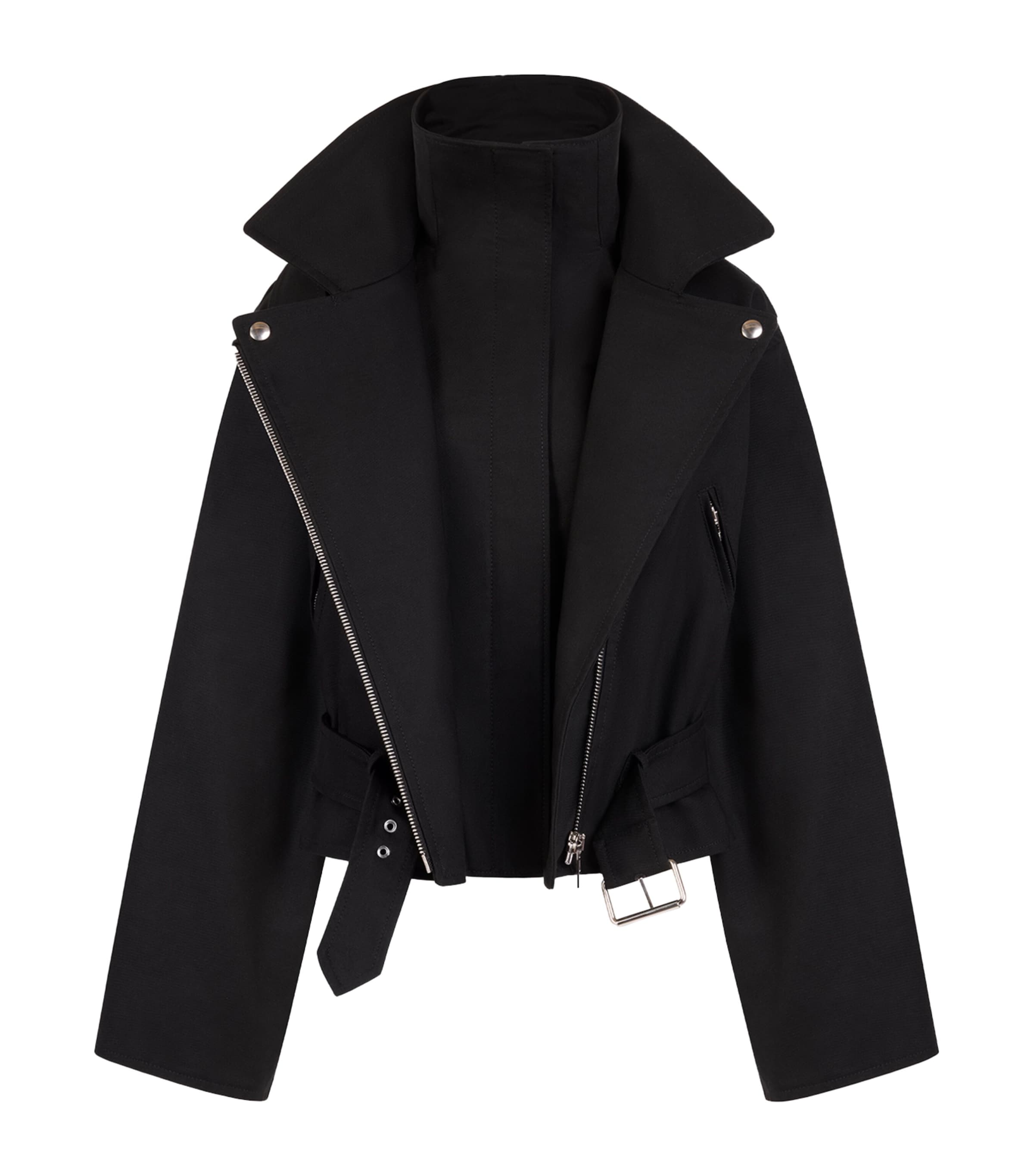 Alaïa Womens Layered Biker Jacket Noir Image 4