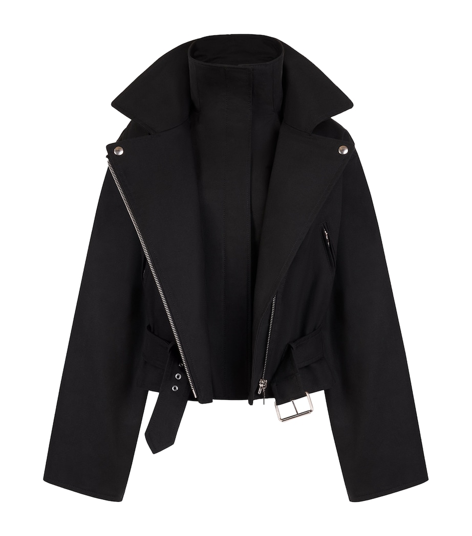 Alaïa Womens Layered Biker Jacket Noir Image 4