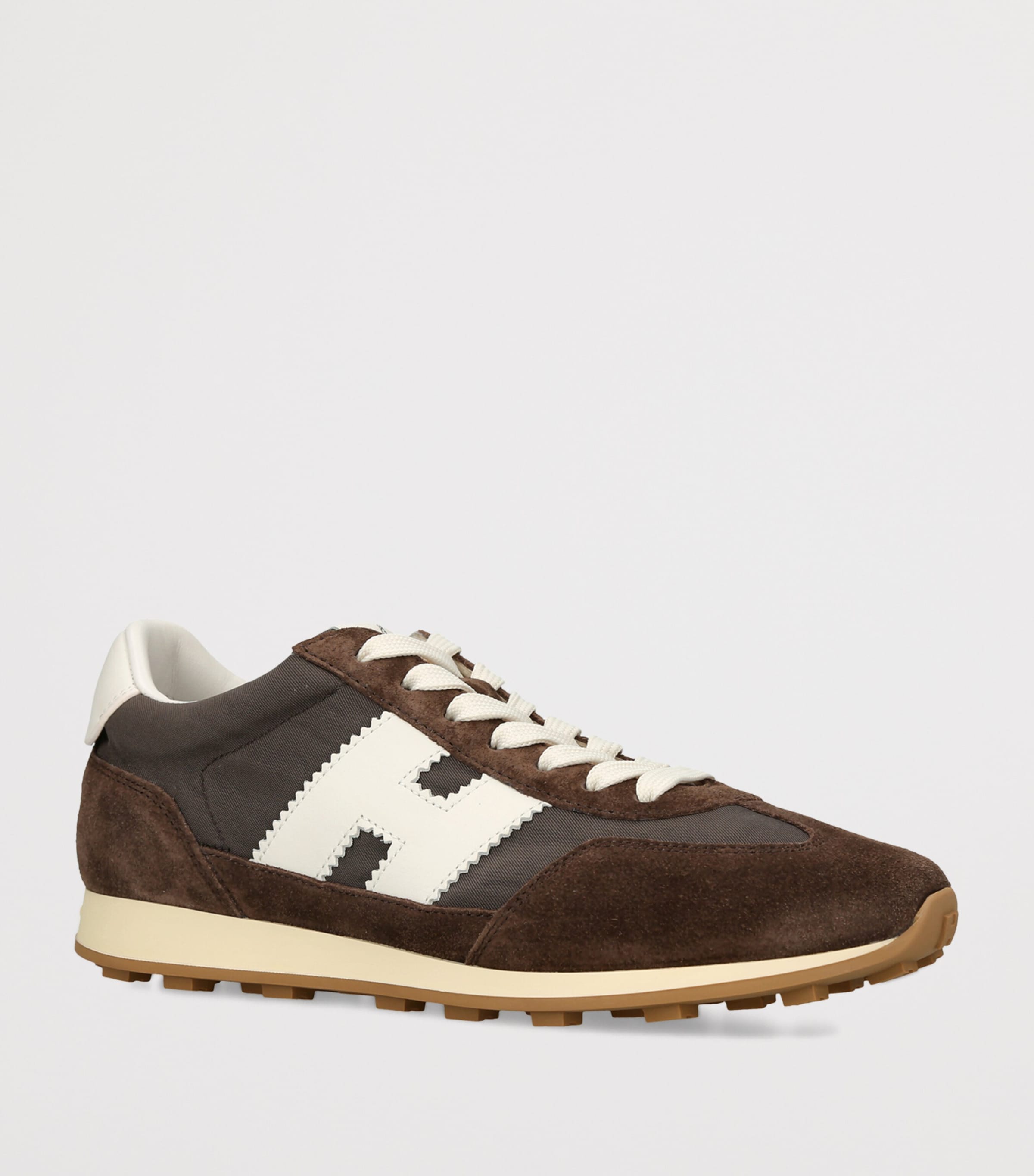 Hogan Suede-Mesh Athletic Sneakers Dark Brown Image 2