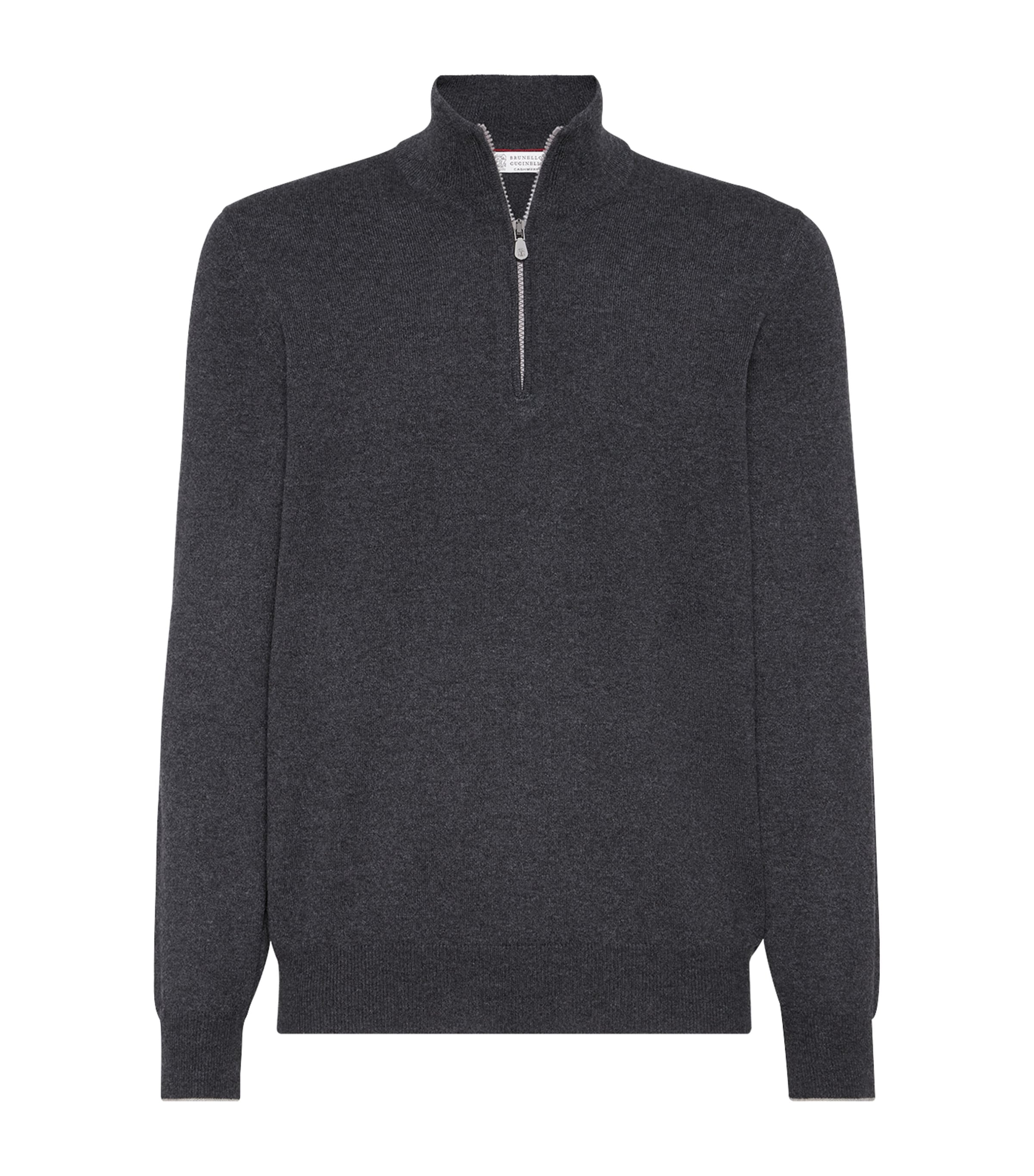 Brunello Cucinelli Cashmere Half-zip Sweater In Black