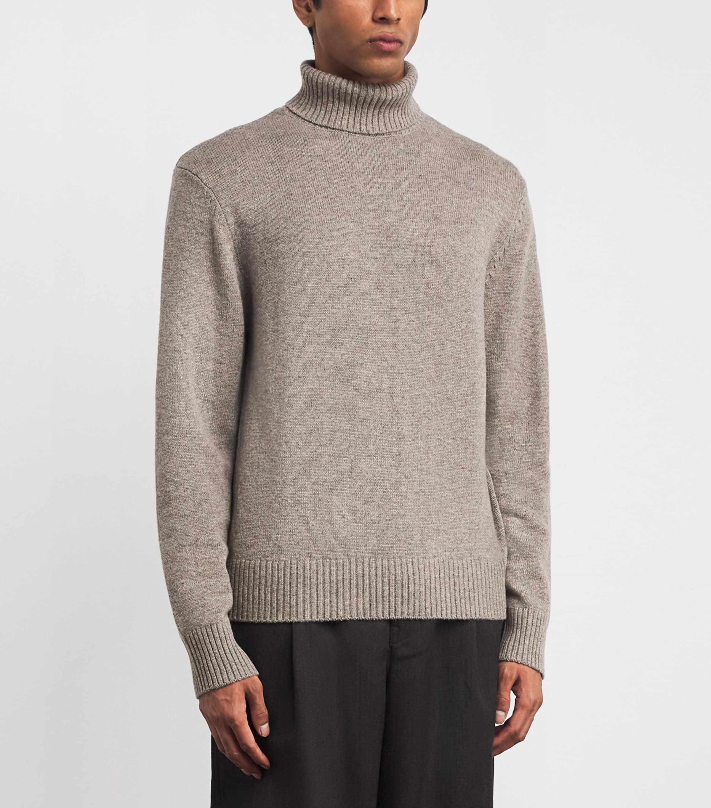 Wool-Cashmere Rollneck Sweater HEATHER BEIGE Image 3