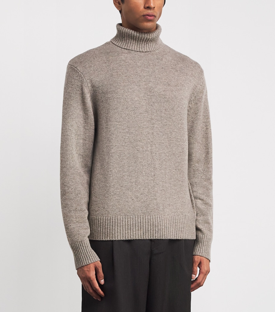 Wool-Cashmere Rollneck Sweater HEATHER BEIGE Image 3