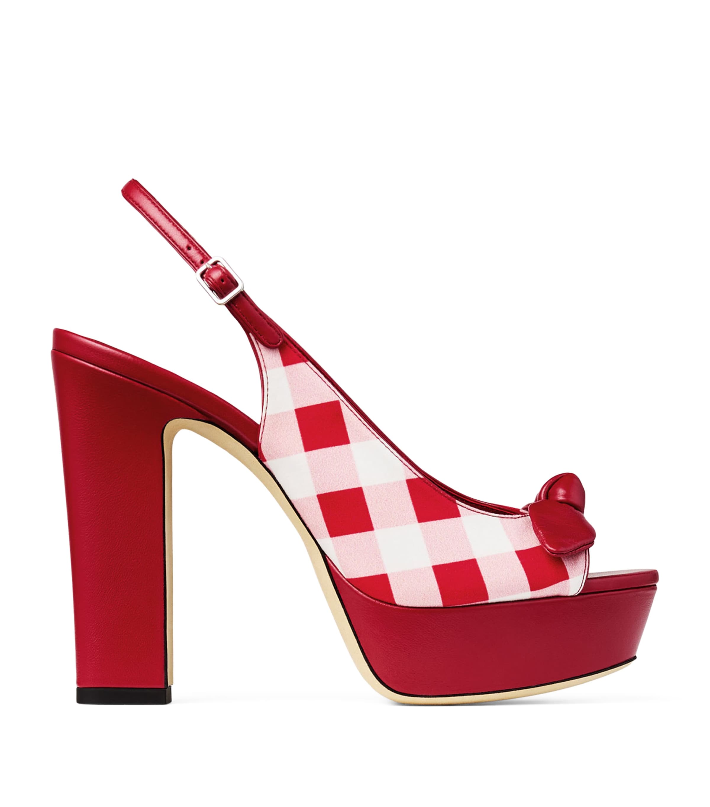 Jimmy Choo Ziva 120 Gingham Sandals Ruby Red Mix Image 1