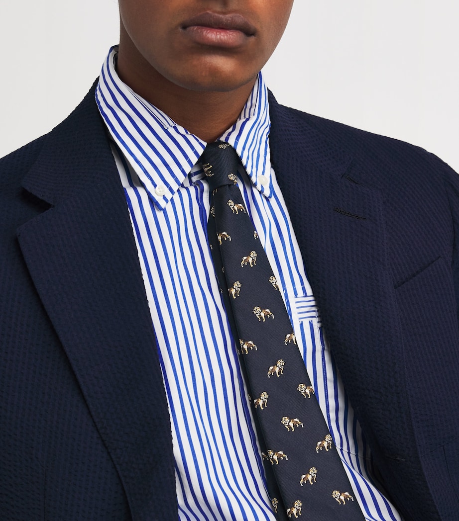 Silk Jacquard Tie NAVY Image 2