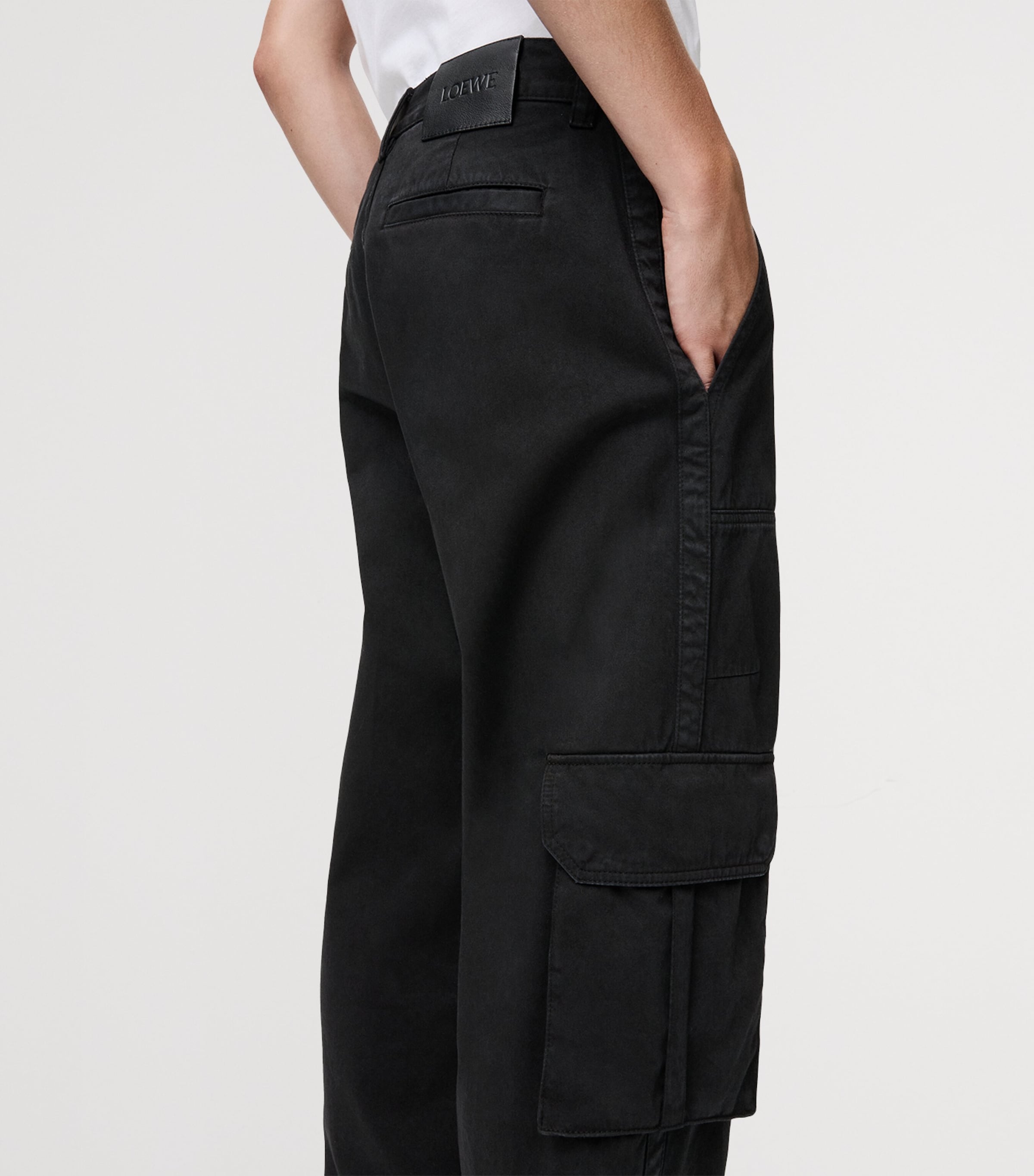 Cotton Cargo Trousers BLACK Image 5