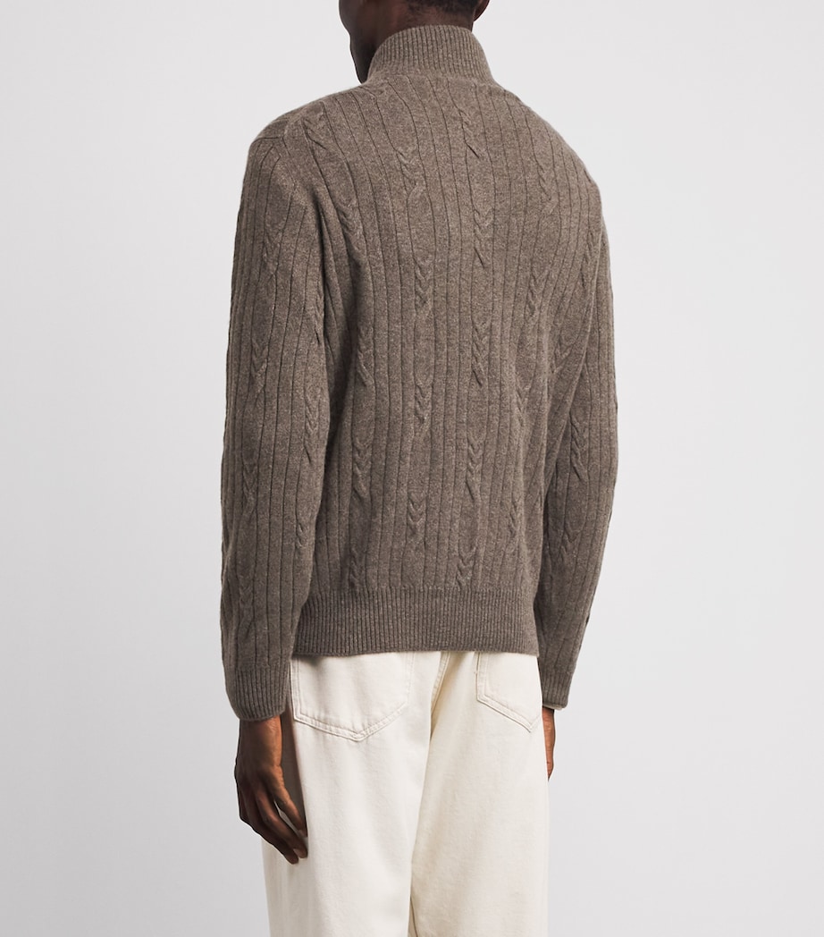 Fioroni Cashmere Mens Cashmere Cable Knit Quarter-Zip Sweatshirt Image 5