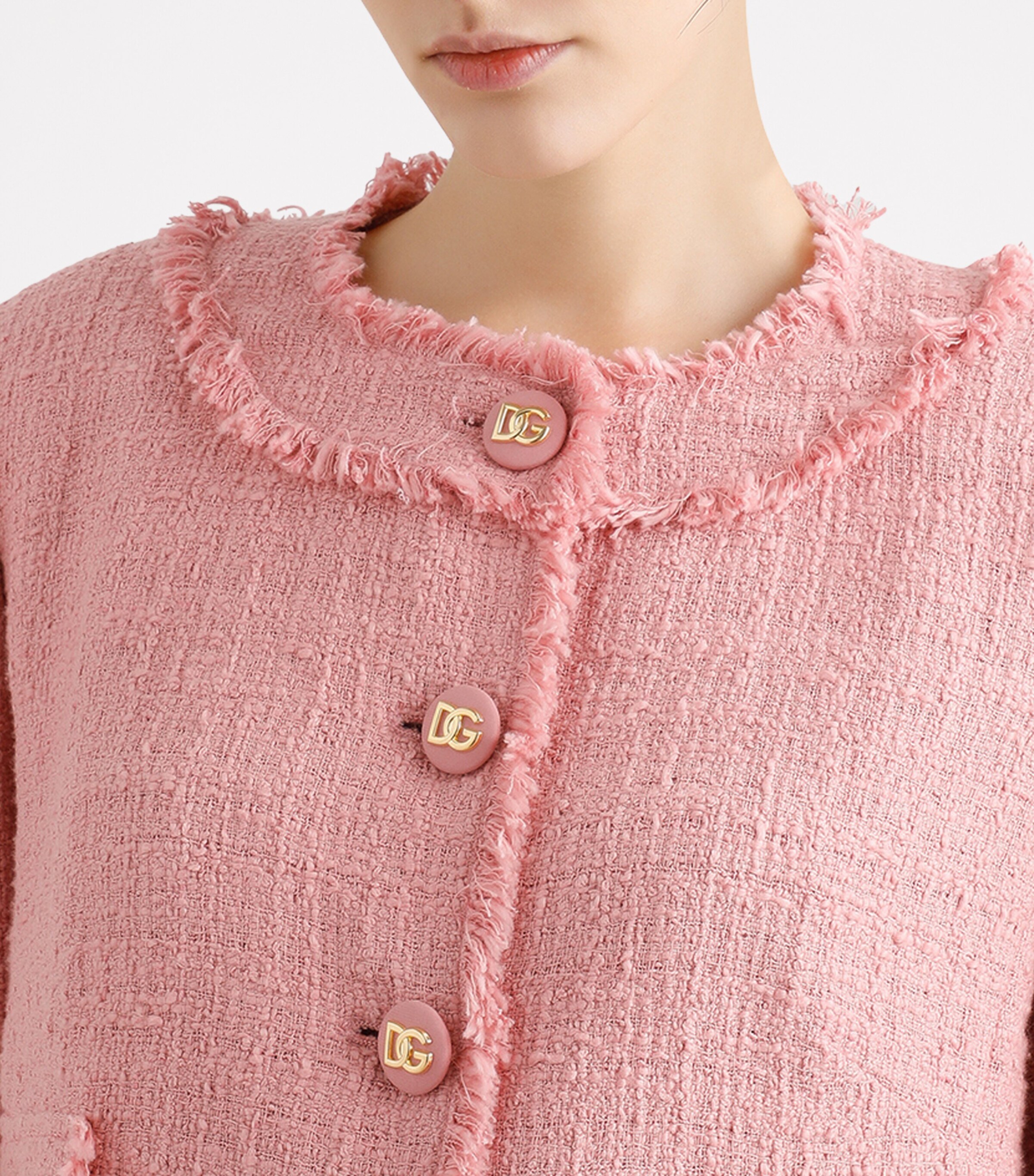 Tweed Cropped Jacket F0473-DARK POWDER PI Image 3