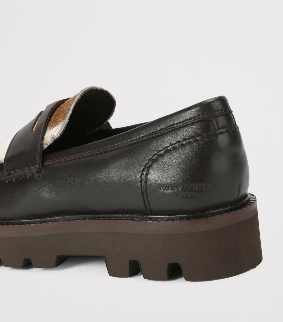 Leather Cow Print Brompton Penny Loafer BROWN Image 2