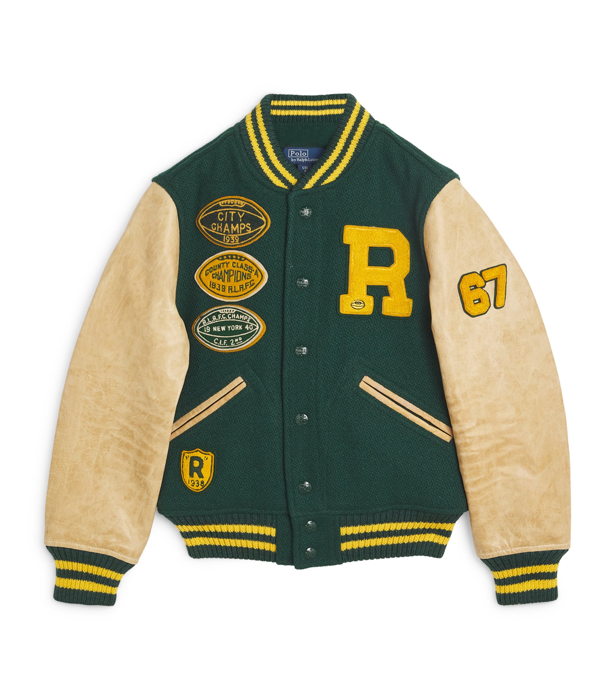 Ralph Lauren Kids' Wool-blend Varsity Jacket In Green