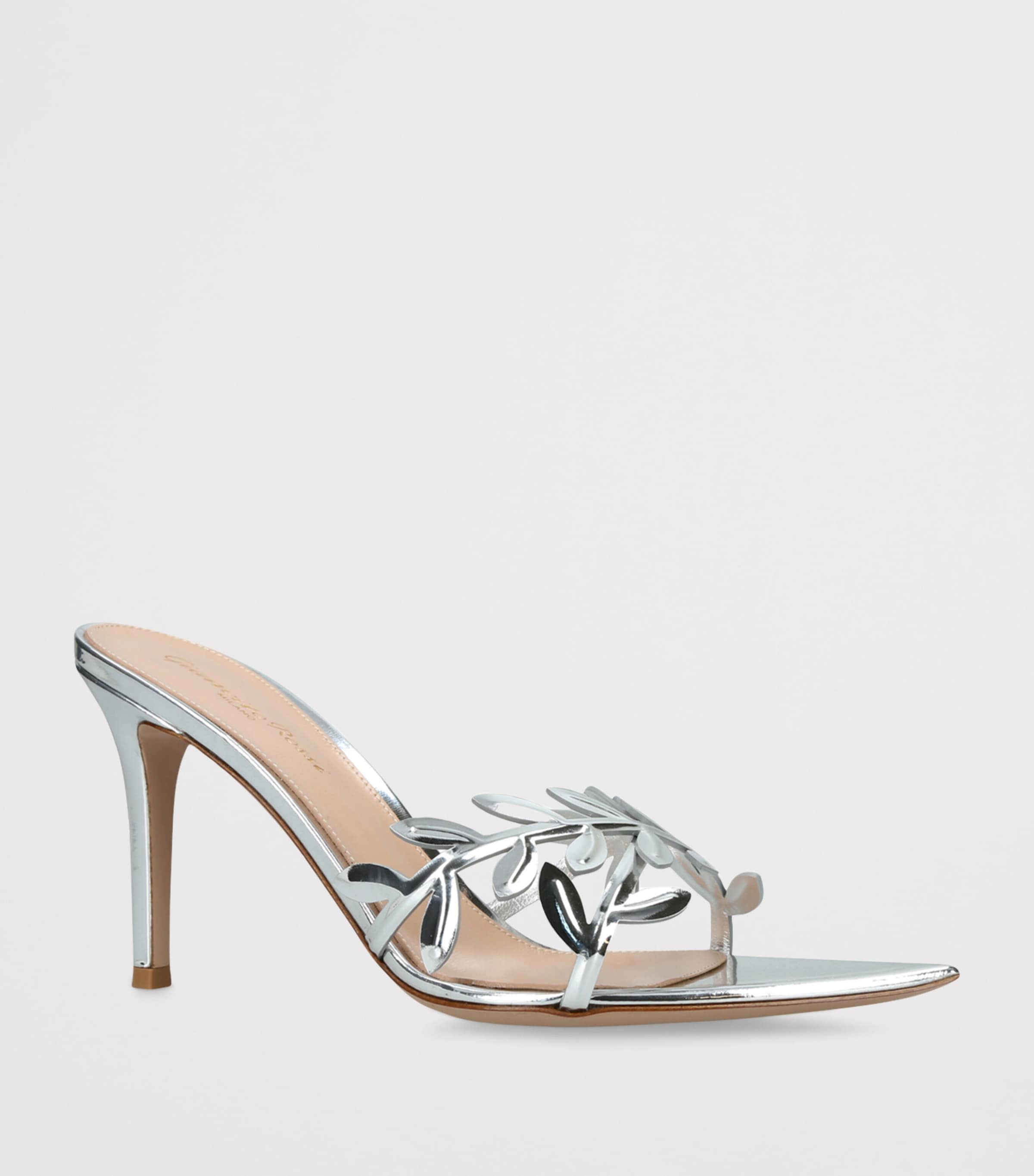 Gianvito Rossi Leather Flavia Heeled Sandals 85 Silver Image 2