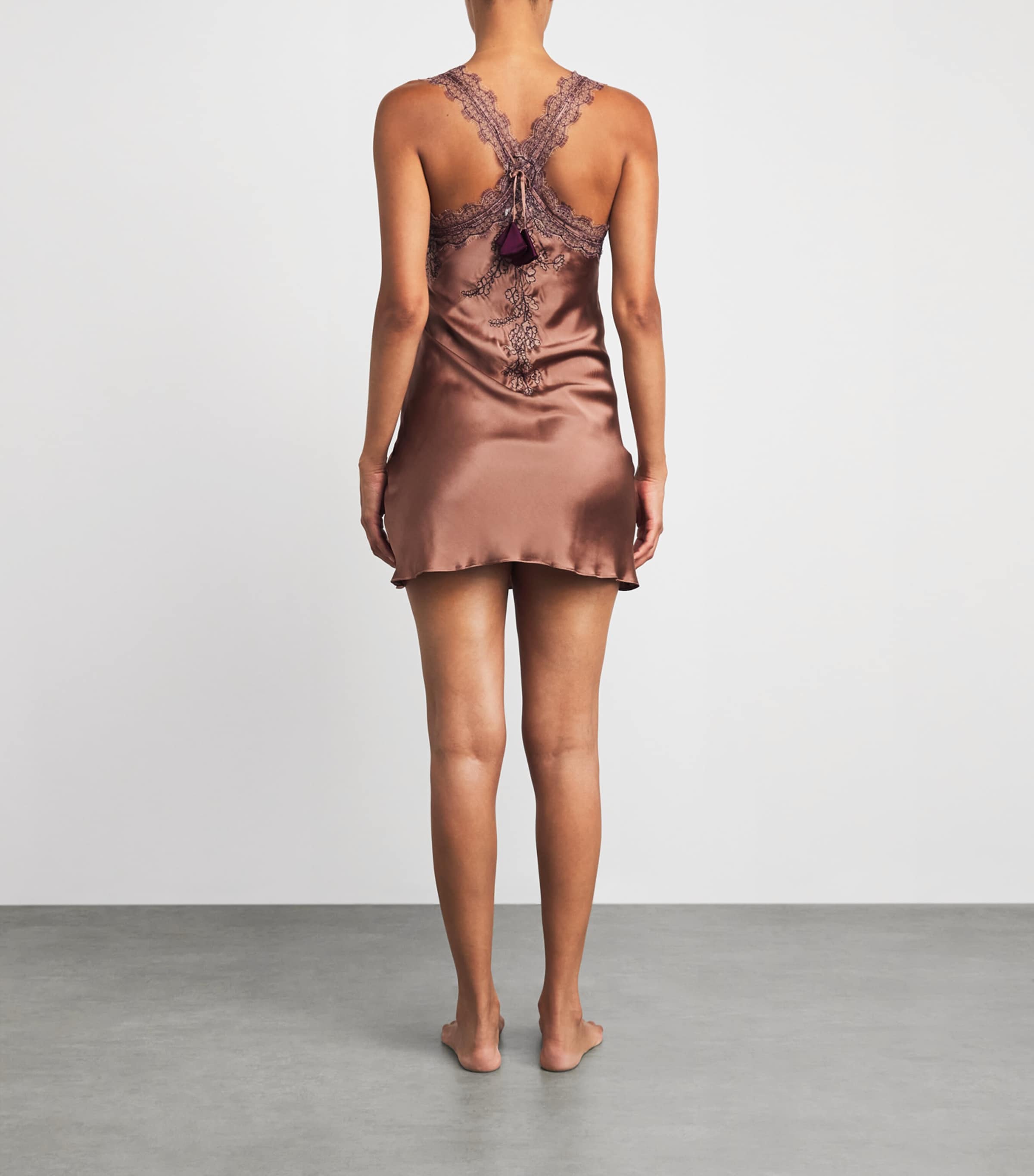 TORLOWEI Womens Silk Patsy Mini Slip Dress Mocha/raisin Image 5