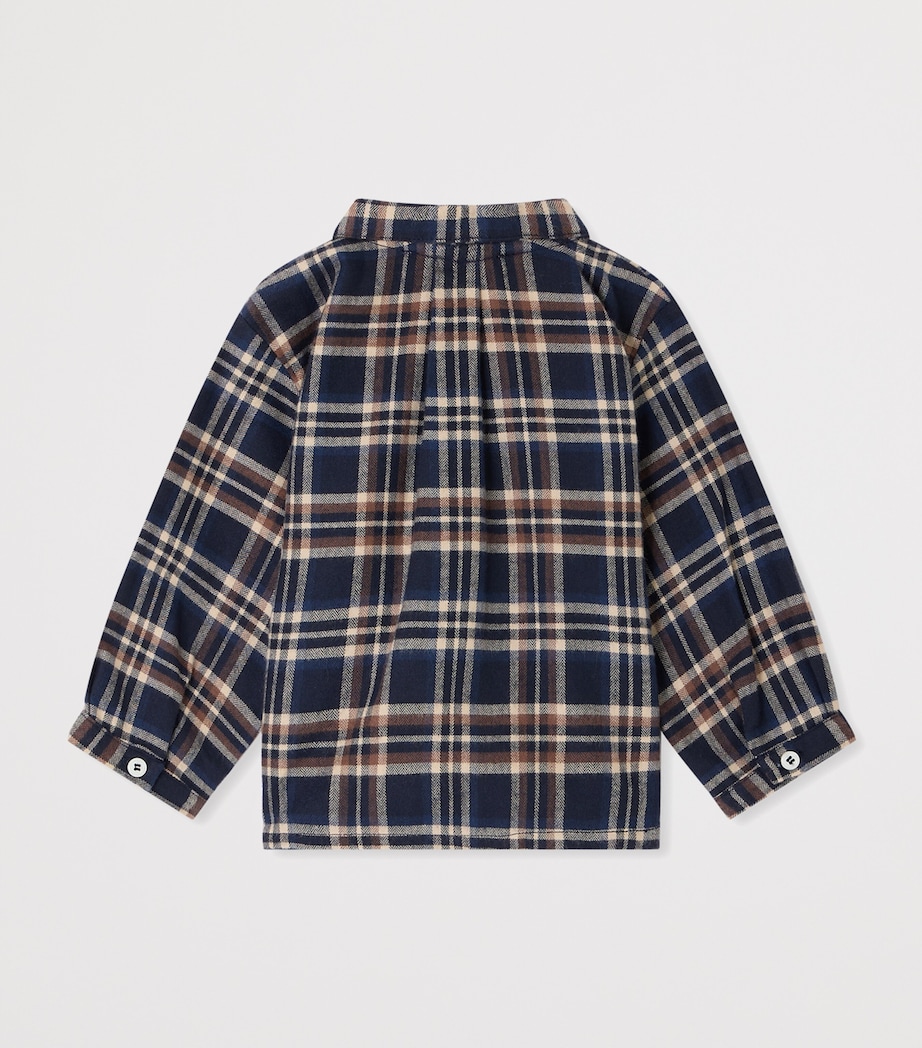 Bonpoint Cotton Check Print Shirt (6-12 Months) Carreaux Marine Image 2