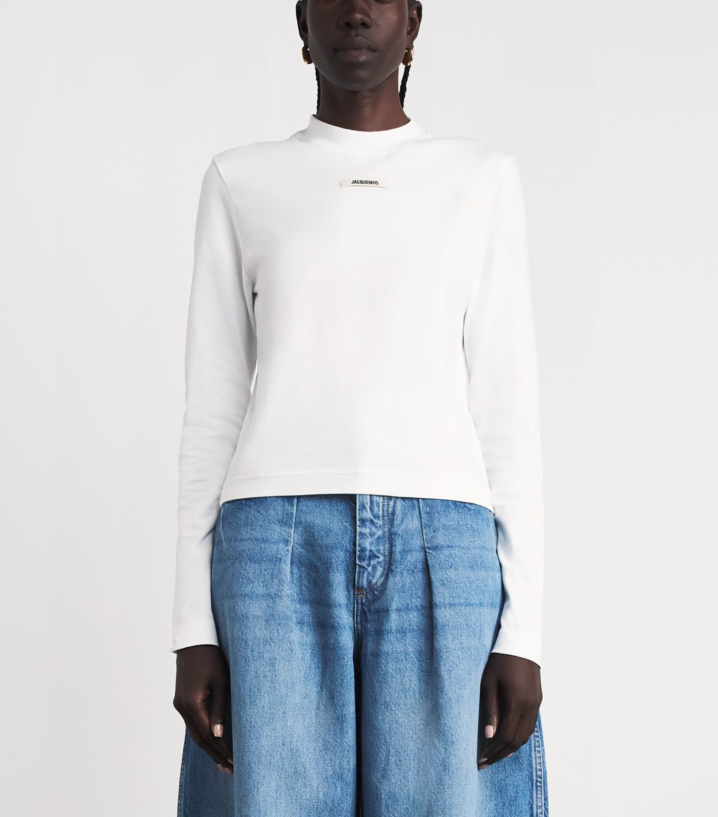 Jacquemus Womens Logo Long-Sleeve T-Shirt White Image 4