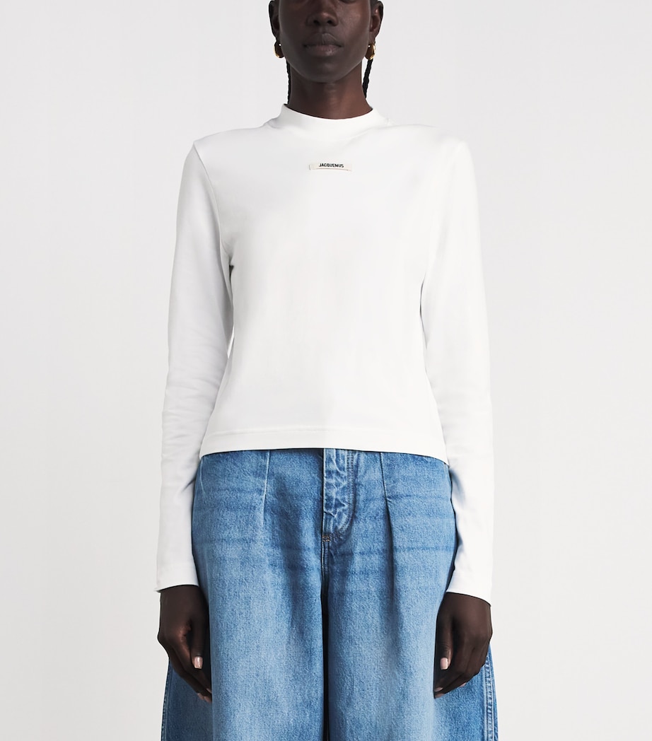 Jacquemus Womens Logo Long-Sleeve T-Shirt White Image 4