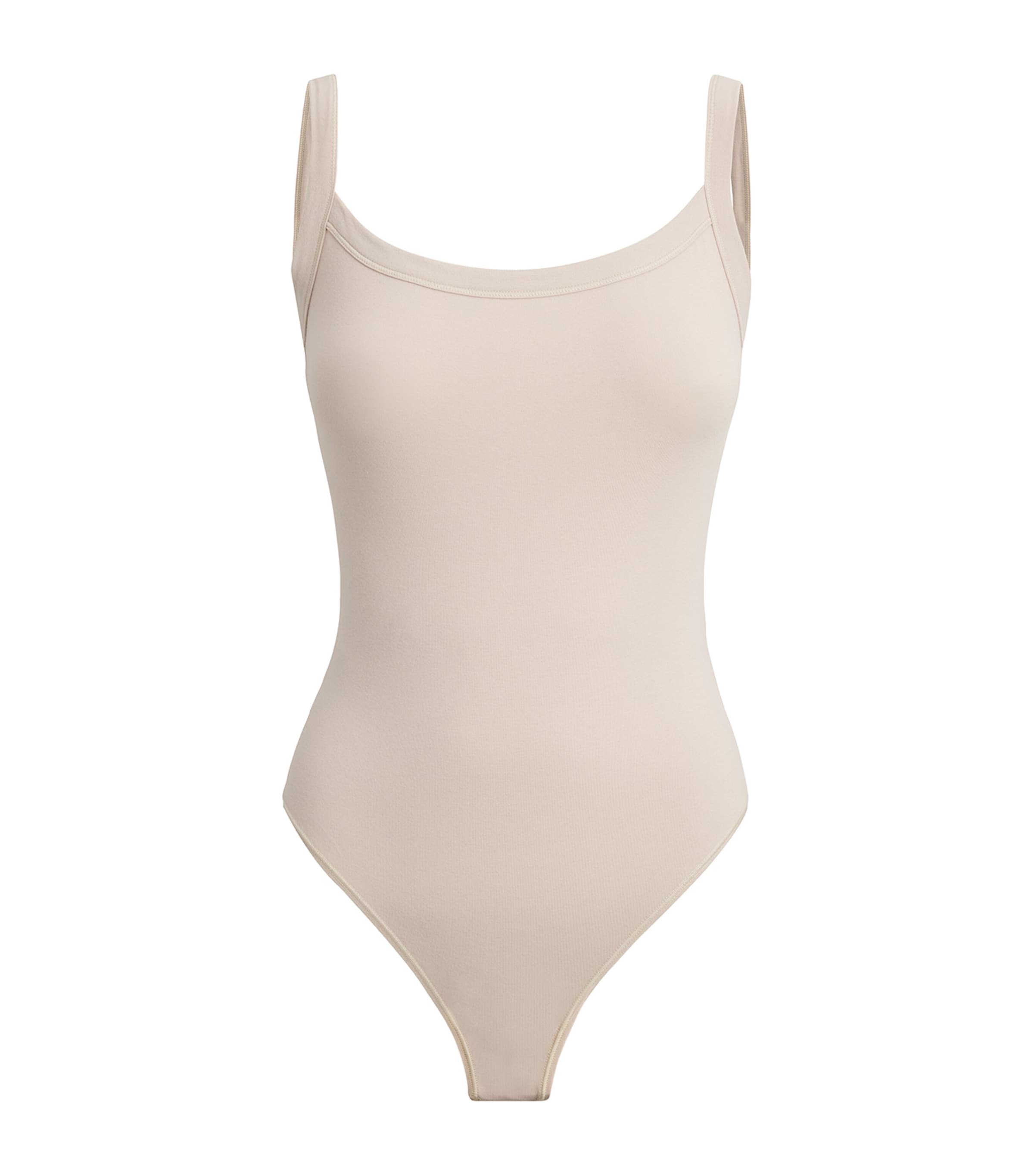 Skims Stretch Cotton Jersey Bodysuit In Neutral