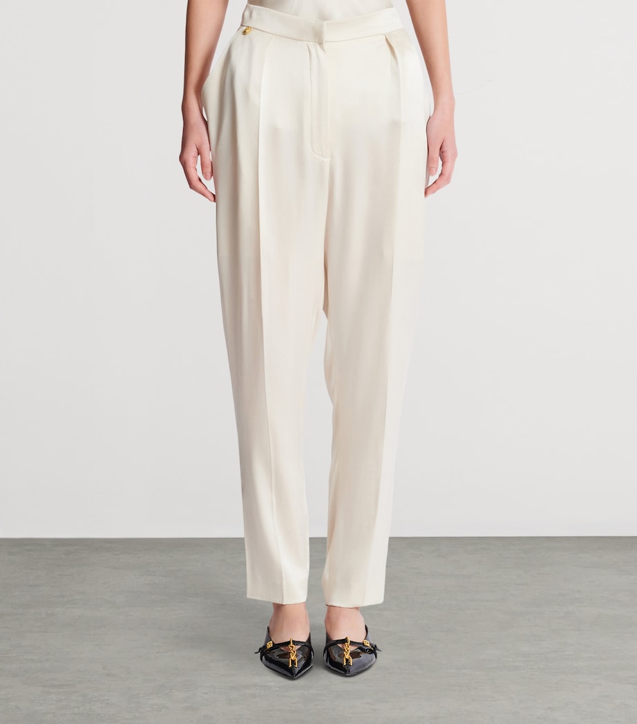 Silk Straight Tailored Trousers 0AS BEIGE Image 4