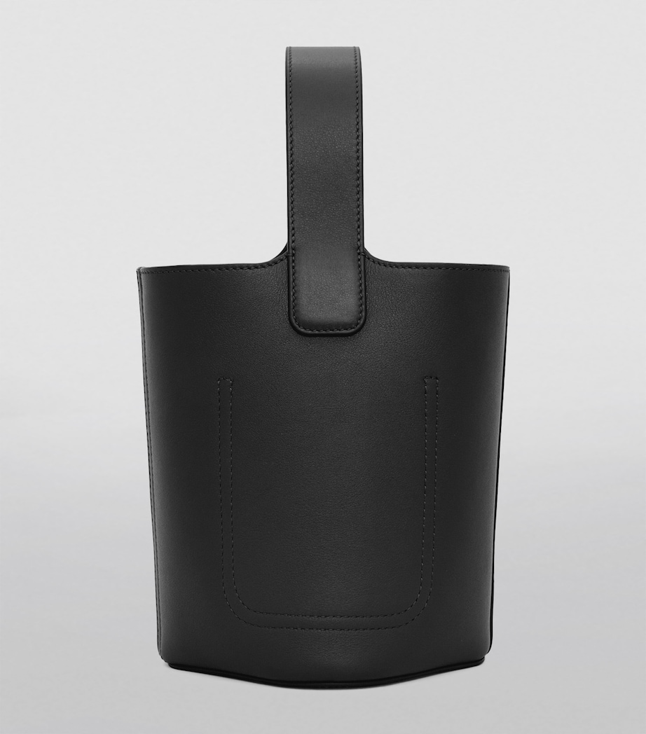 Mini Leather Pebble Bucket Bag BLACK Image 3