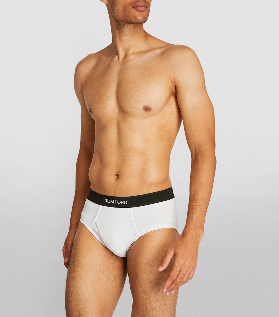 Cotton-Stretch Logo Briefs (Pack of 2) 100 WHITE Image 7