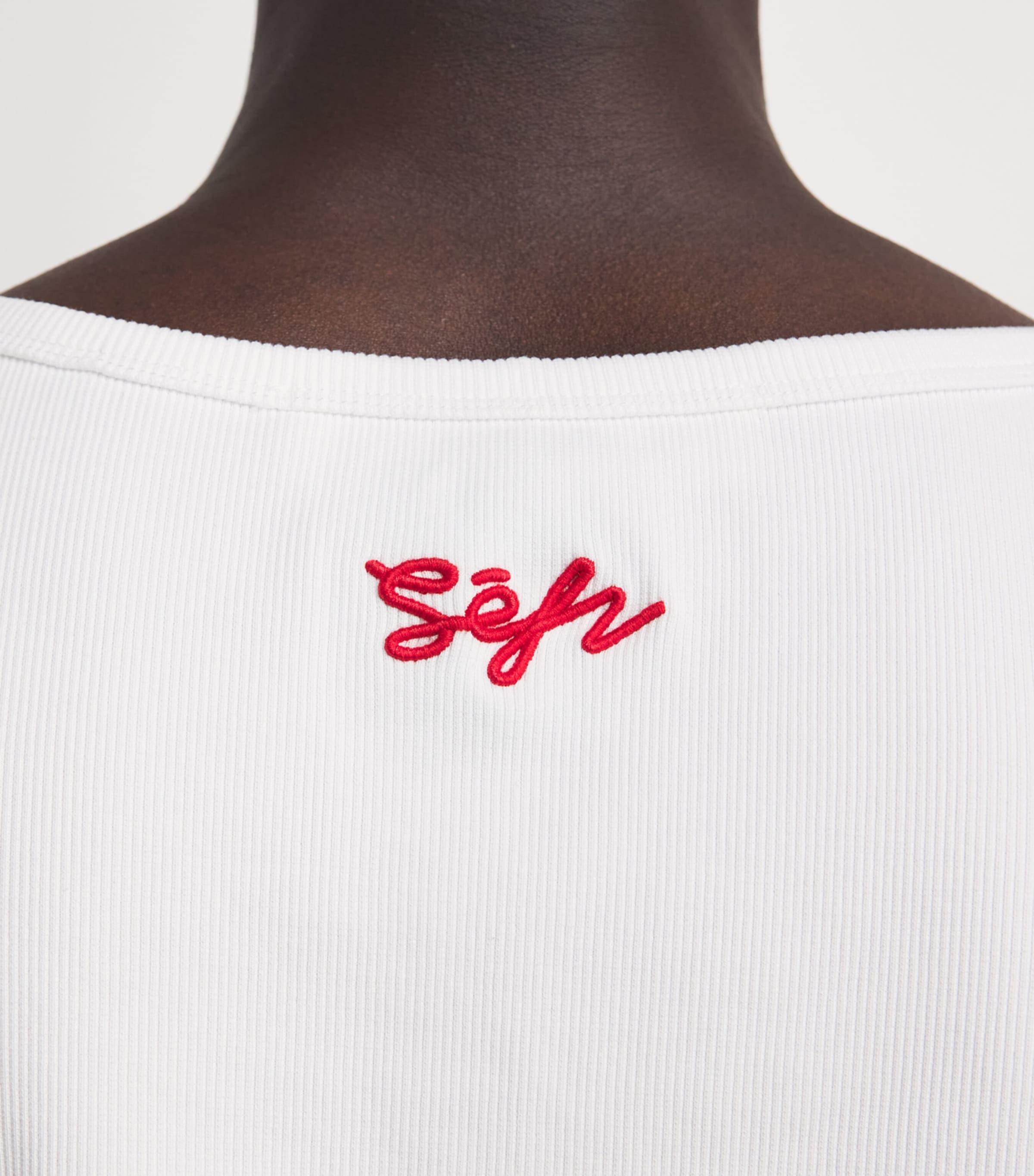 Séfr Mens Stretch-Cotton Cyril Tank Top Organic White Cotton Image 3