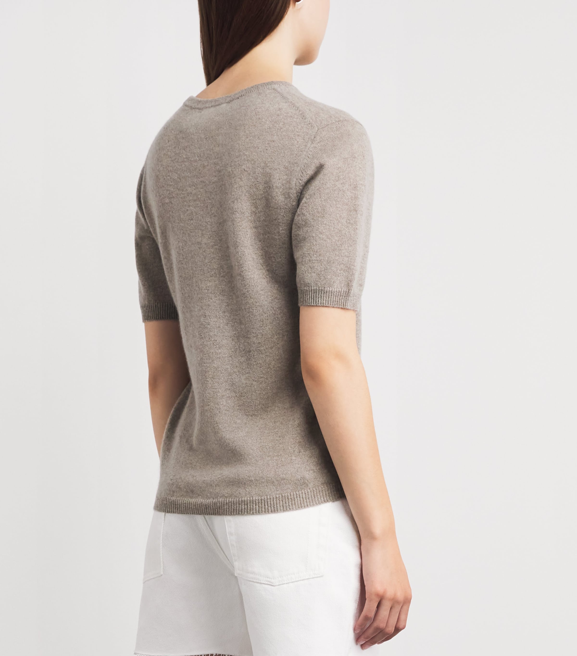 Soft Goat Womens Cashmere Short-Sleeve Sweater Greige Image 5