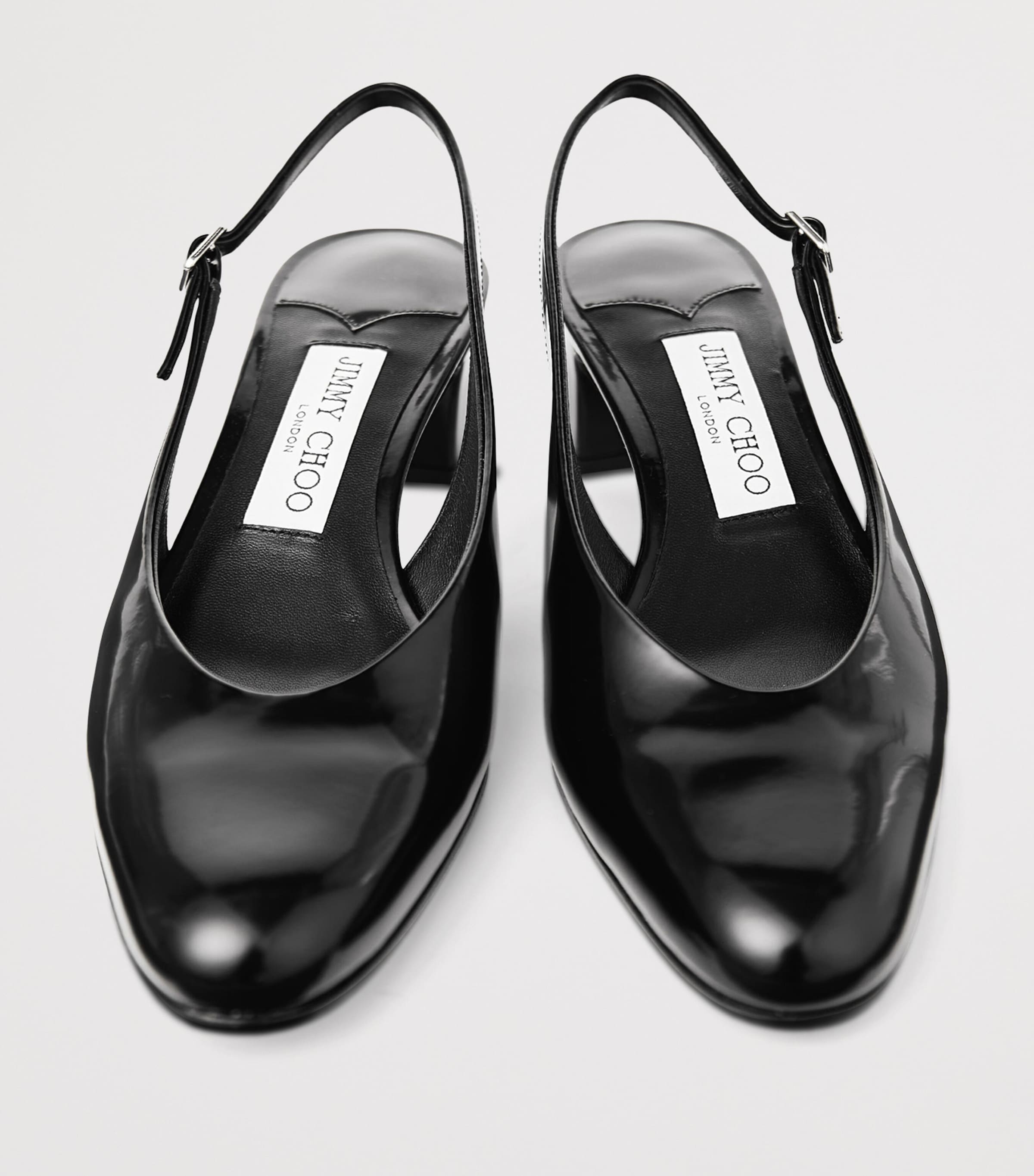 Jimmy Choo Womens Eyla 45 Leather Slingback Pumps Black Image 4