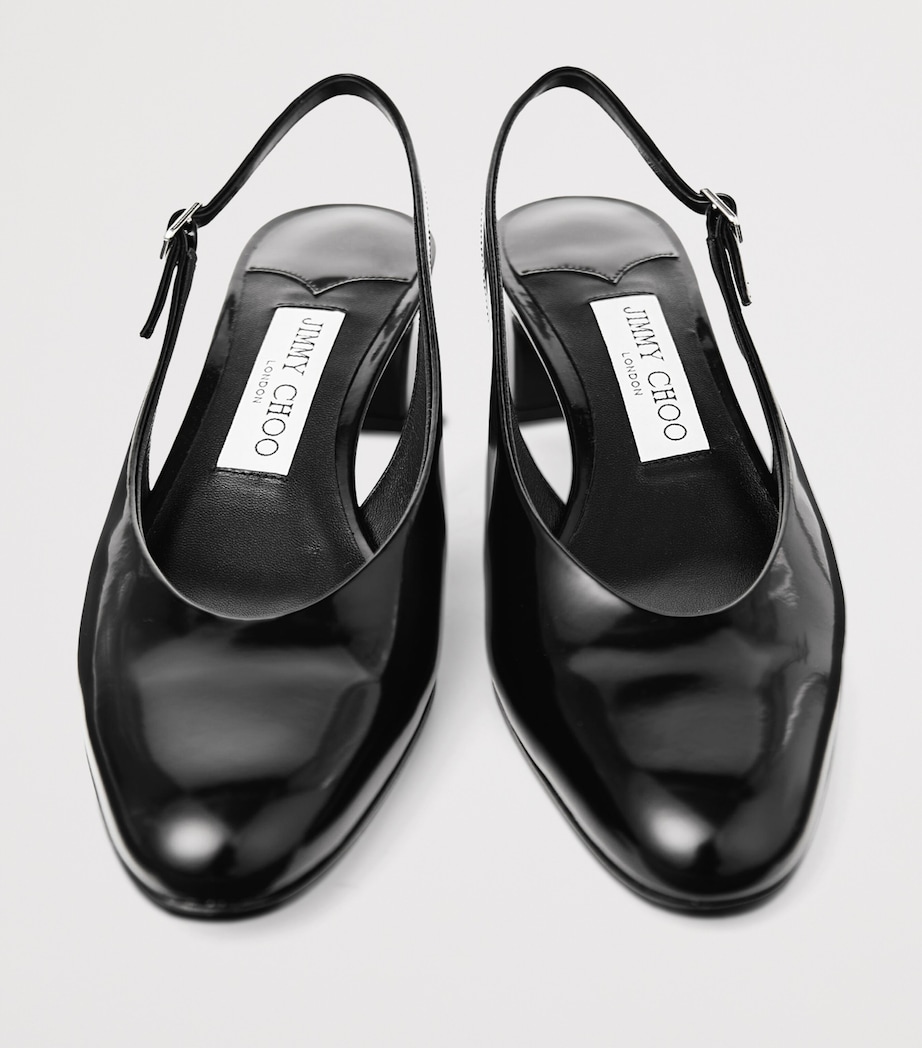 Jimmy Choo Womens Eyla 45 Leather Slingback Pumps Black Image 4