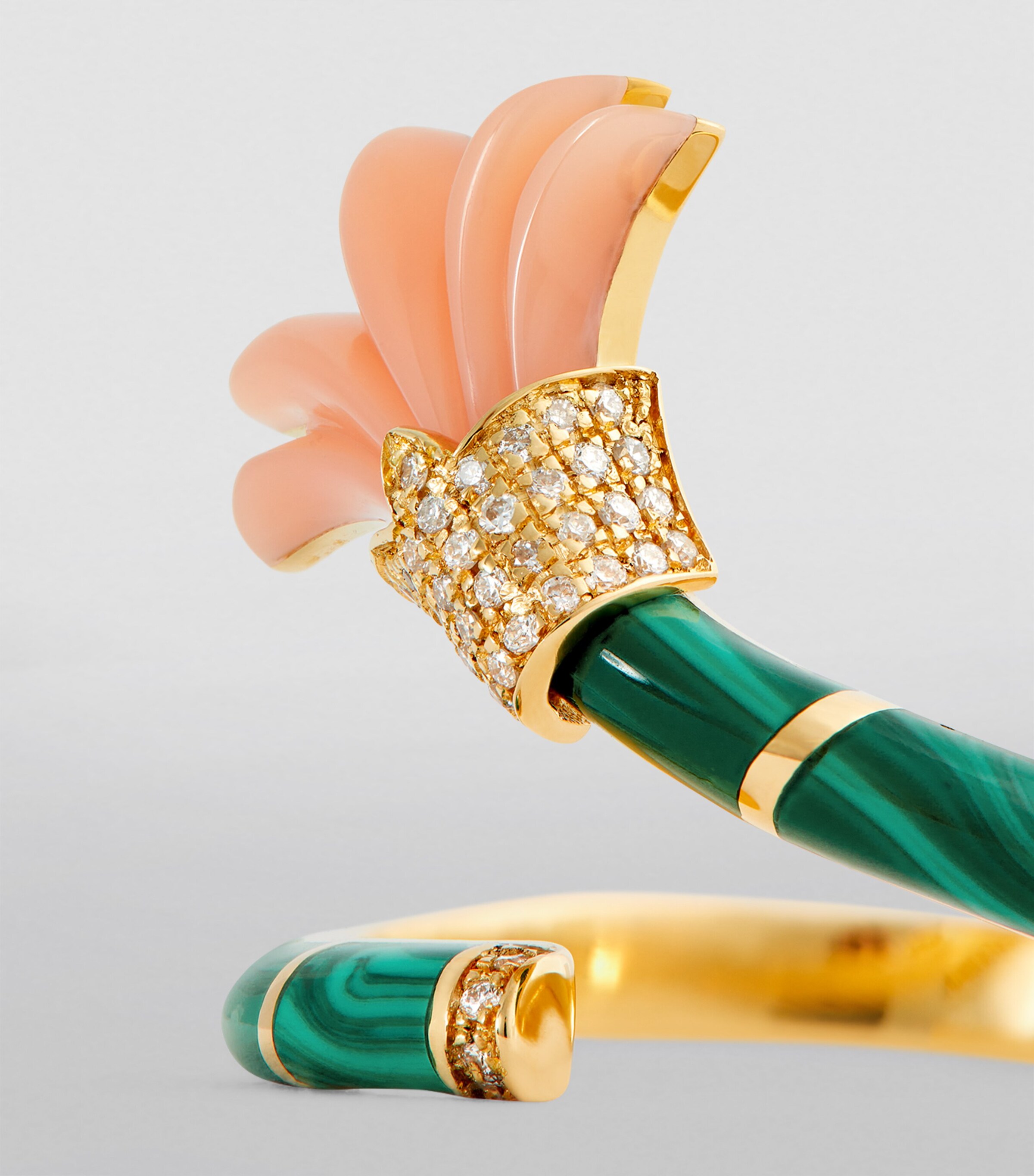 L'ATELIER NAWBAR Yellow Gold, Diamond, Coral and Malachite Psychedeliah Ring Pink Image 6