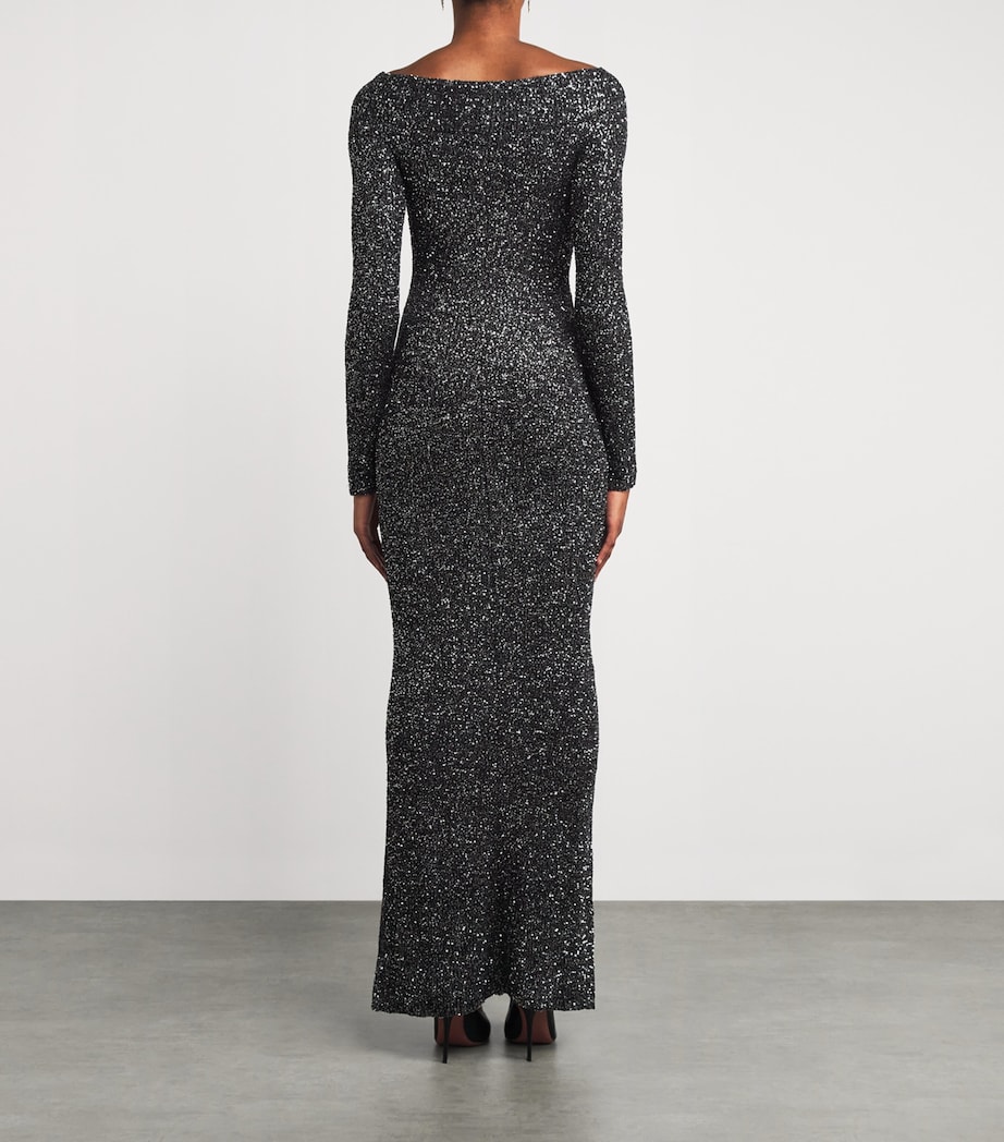Sequin Off-The-Shoulder Gown 1000 BLACK Image 3