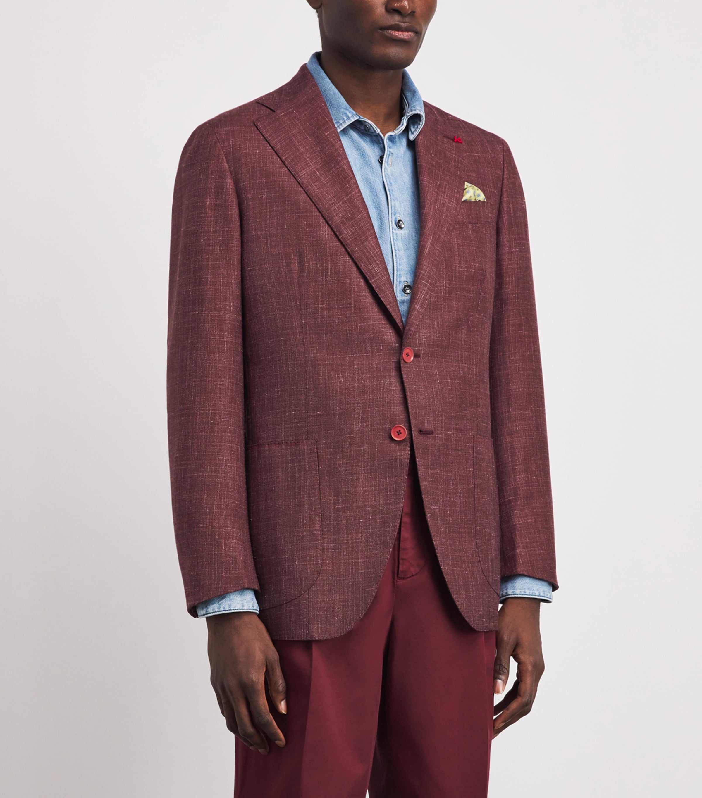 Isaia Mens Wool-Cashmere-Silk-Linen Blazer Image 4