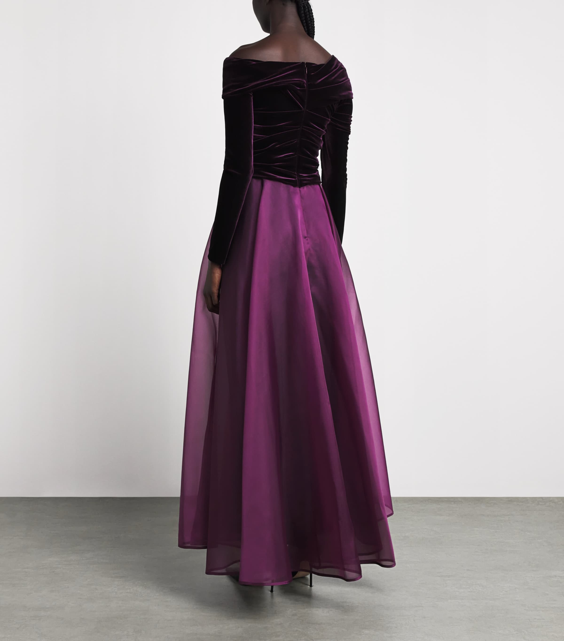 Talbot Runhof Purple Stretch Velvet-Organza Gown | Harrods CA