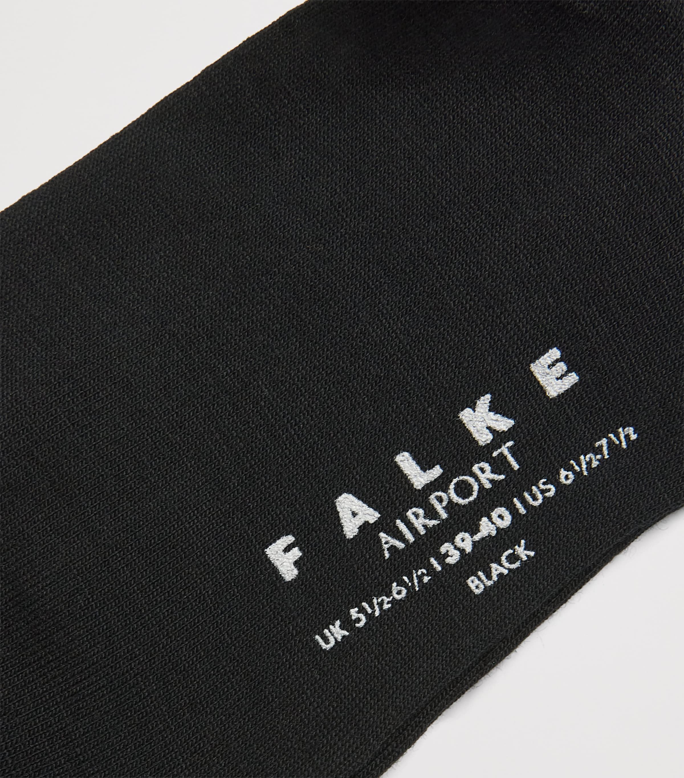 Falke Mens Virgin Wool-Blend Airport Socks Black Image 2