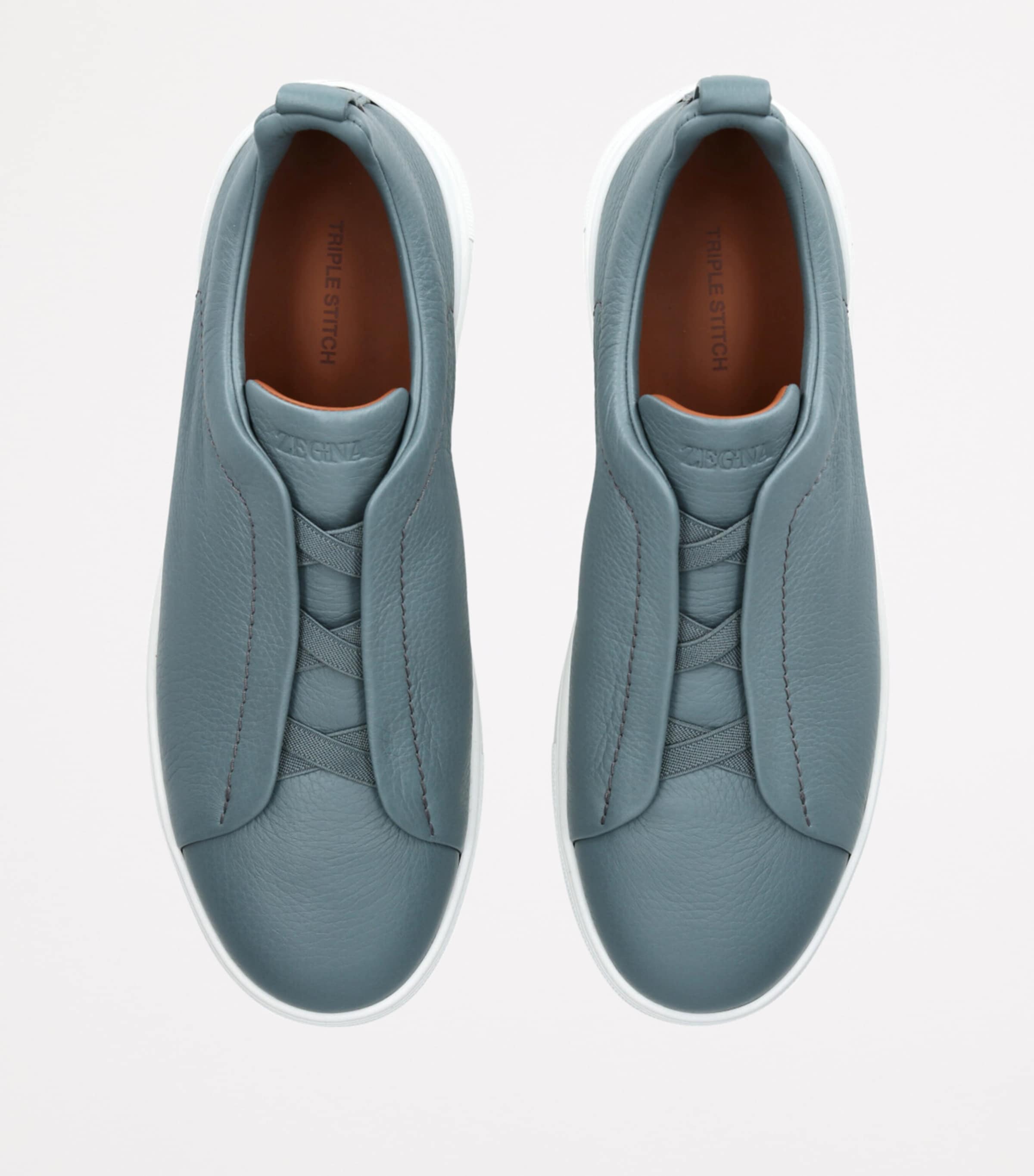 Leather Triple Stitch Sneakers TEAL Image 4