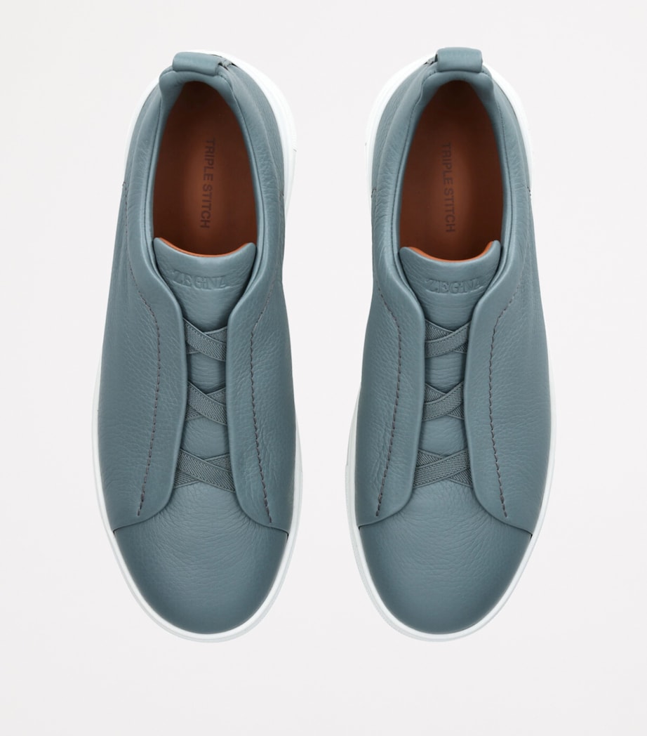 Leather Triple Stitch Sneakers TEAL Image 4