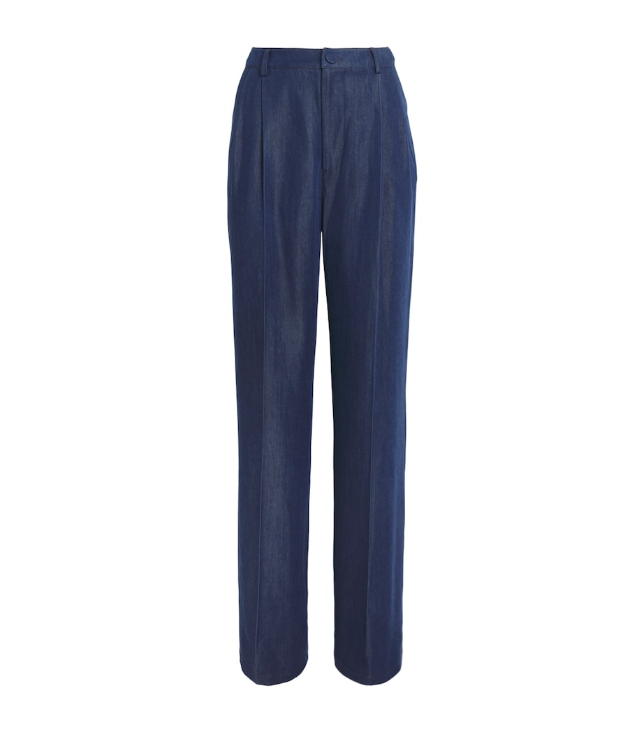 Huishan Zhang Womens Chambray Lucian Wide-Leg Trousers Blue Image 1