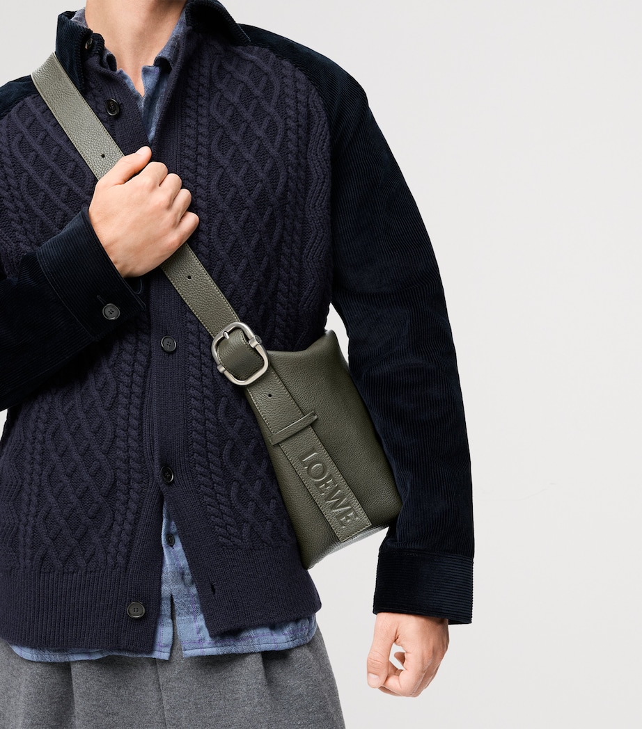 Leather Loop Shoulder Bag DARK KHAKI Image 8