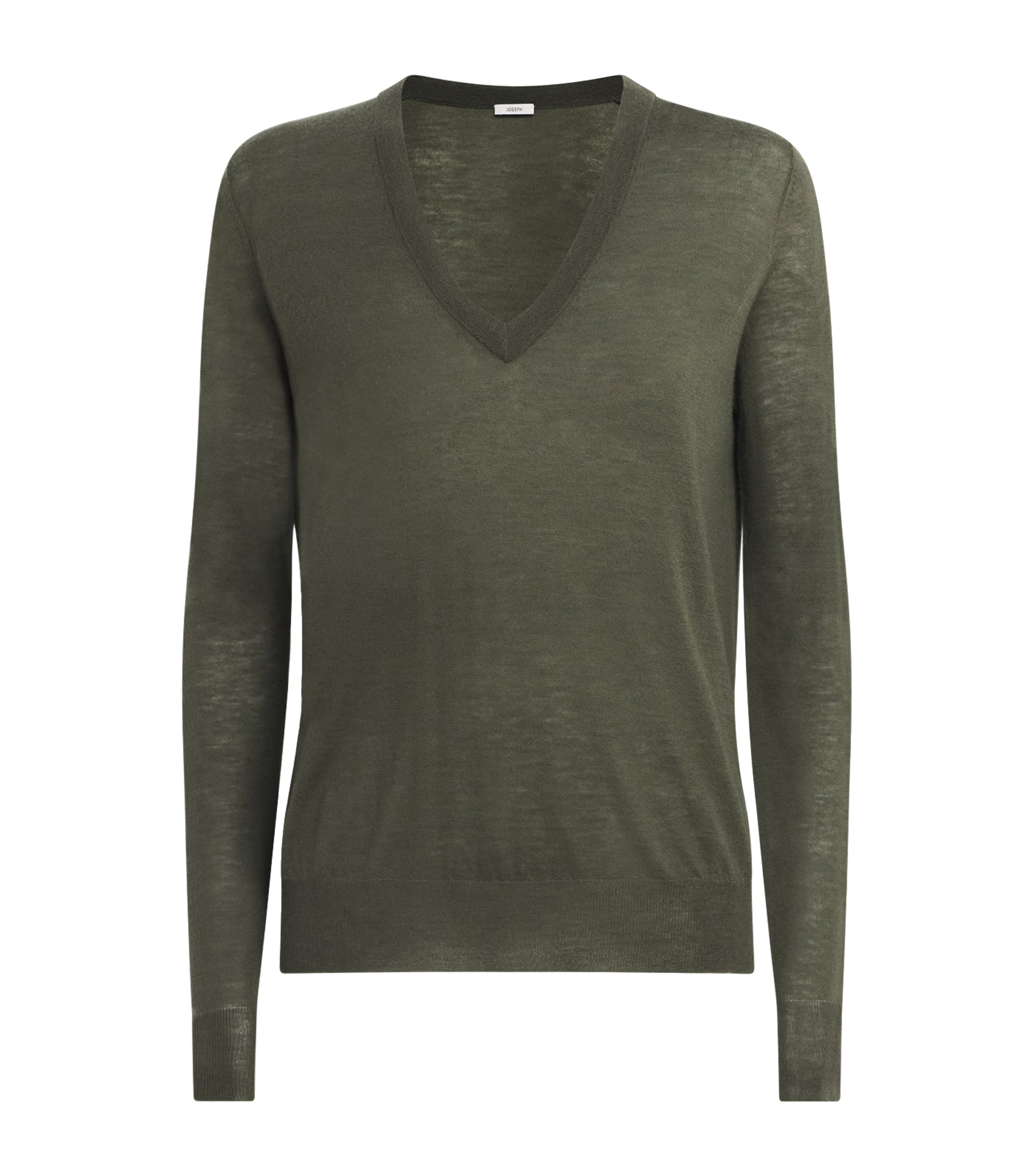 Joseph Womens Cashmere Cashair V-Neck Sweater Palm Leaf Image 1