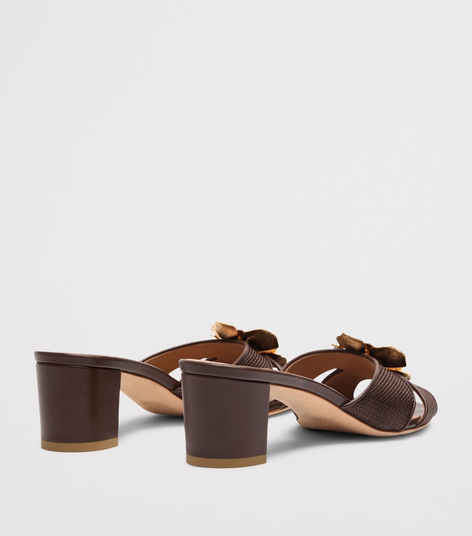 Malone Souliers Raffia and Leather Suri Heeled Sandals 45 Dark Brown Image 4