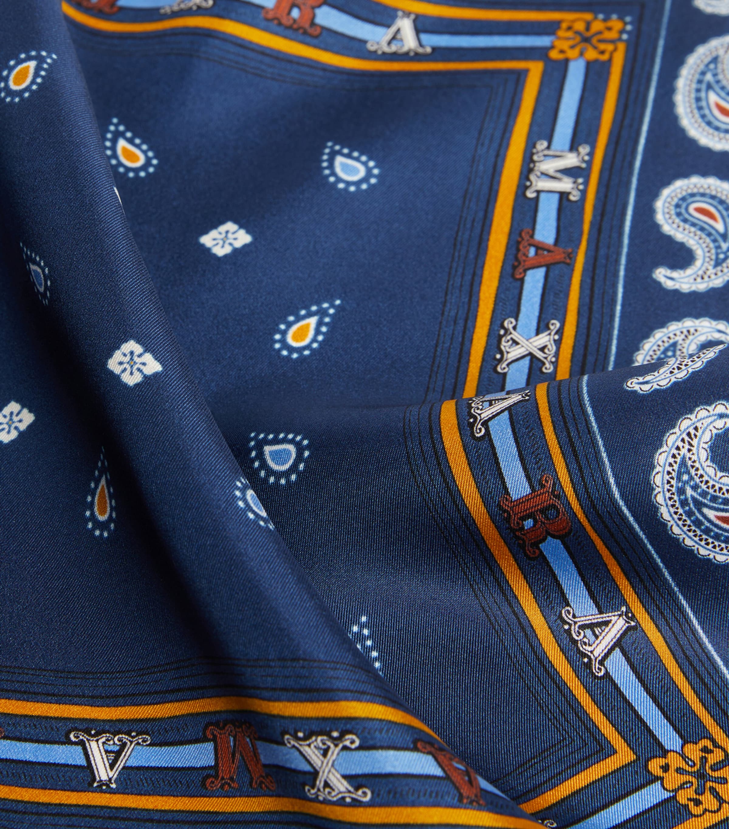 Silk Printed Scarf CORNFLOWER BLUE Image 3