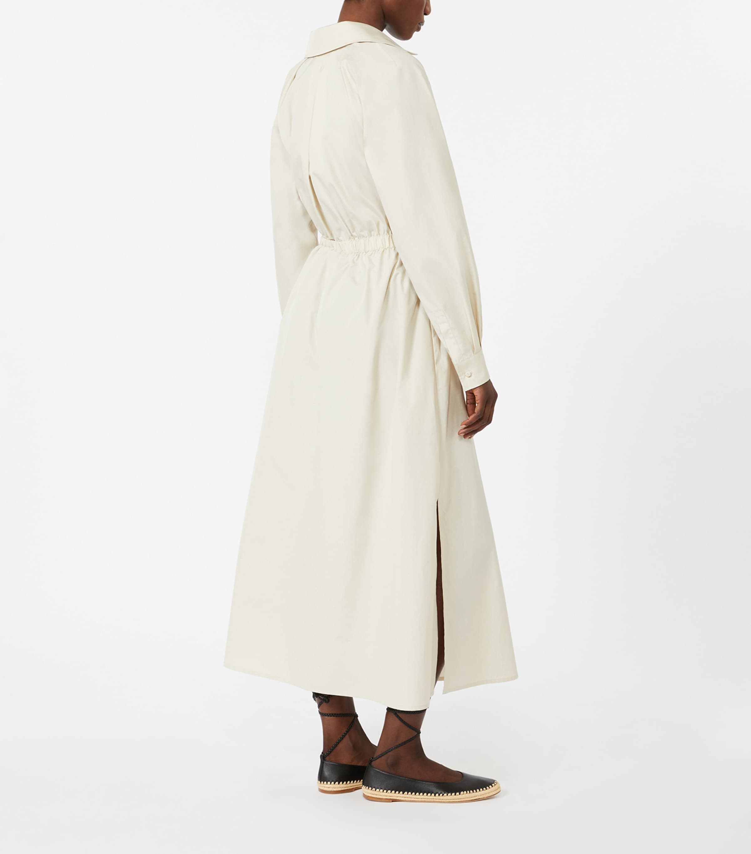 Max Mara Womens Cotton Drawstring Midi Shirt Dress Beige Image 4