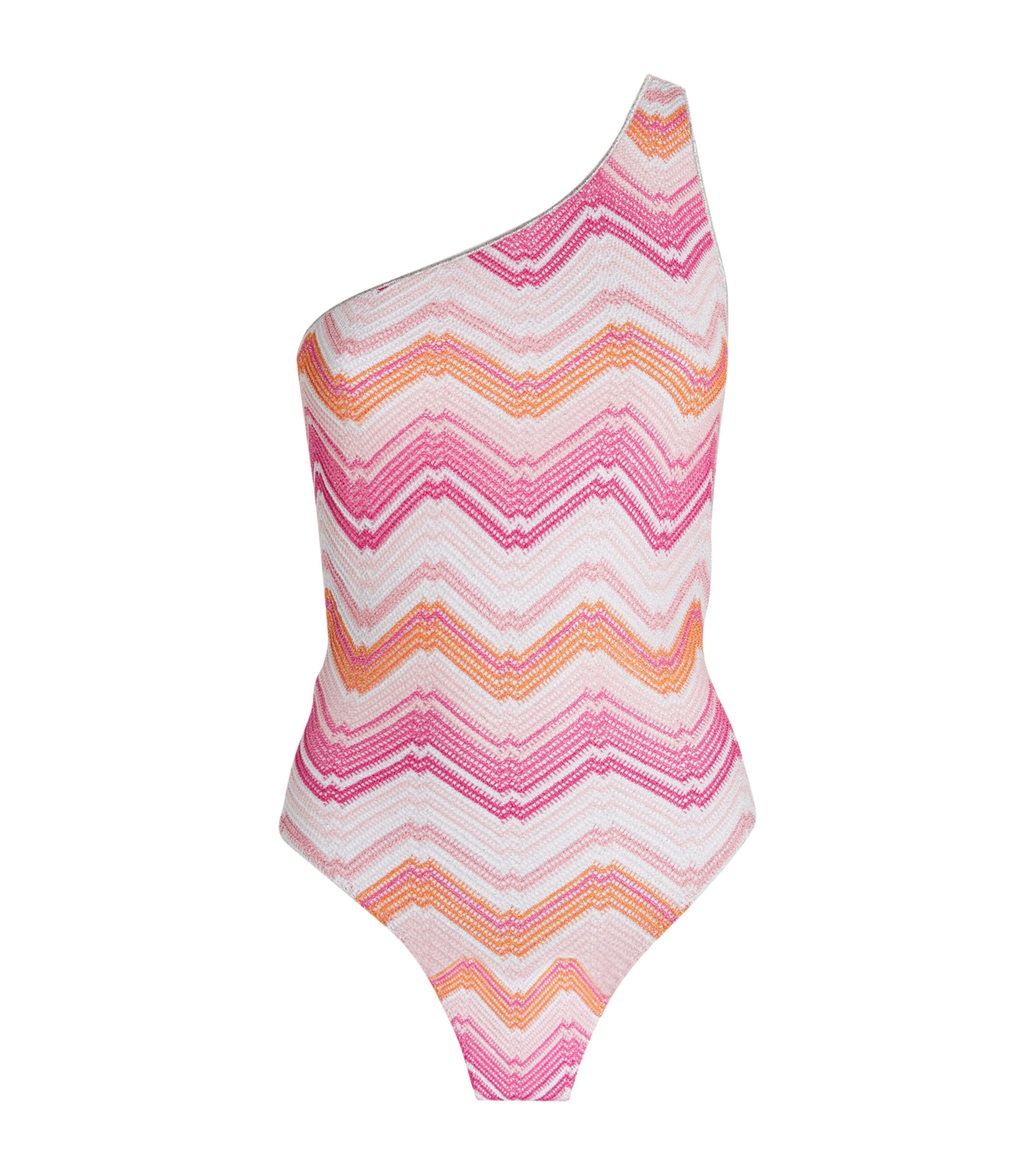 MISSONI ONE-SHOULDER ZIGZAG SWIMSUIT 