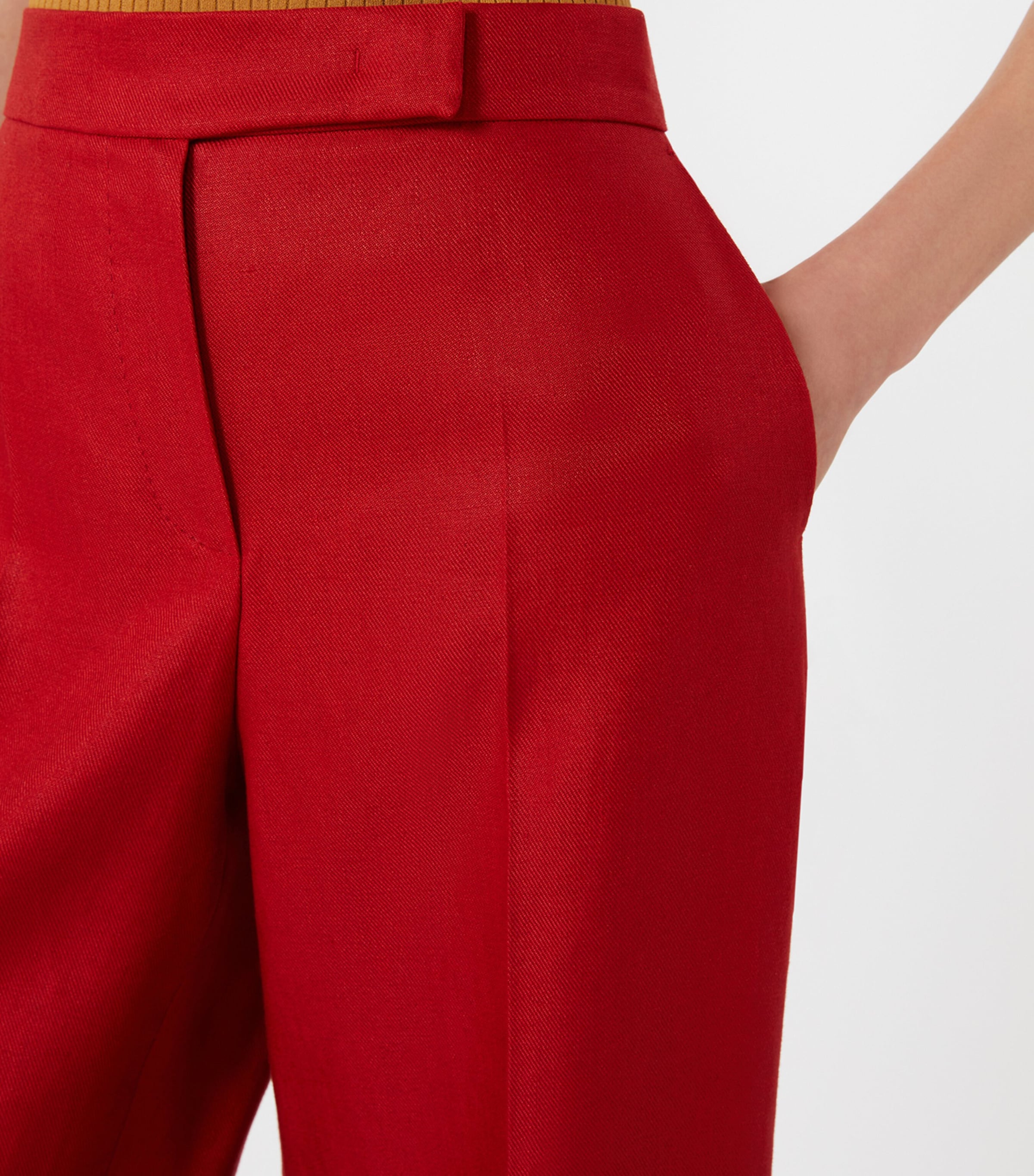 Max Mara Womens Linen Wide-Leg Trousers Red Image 5