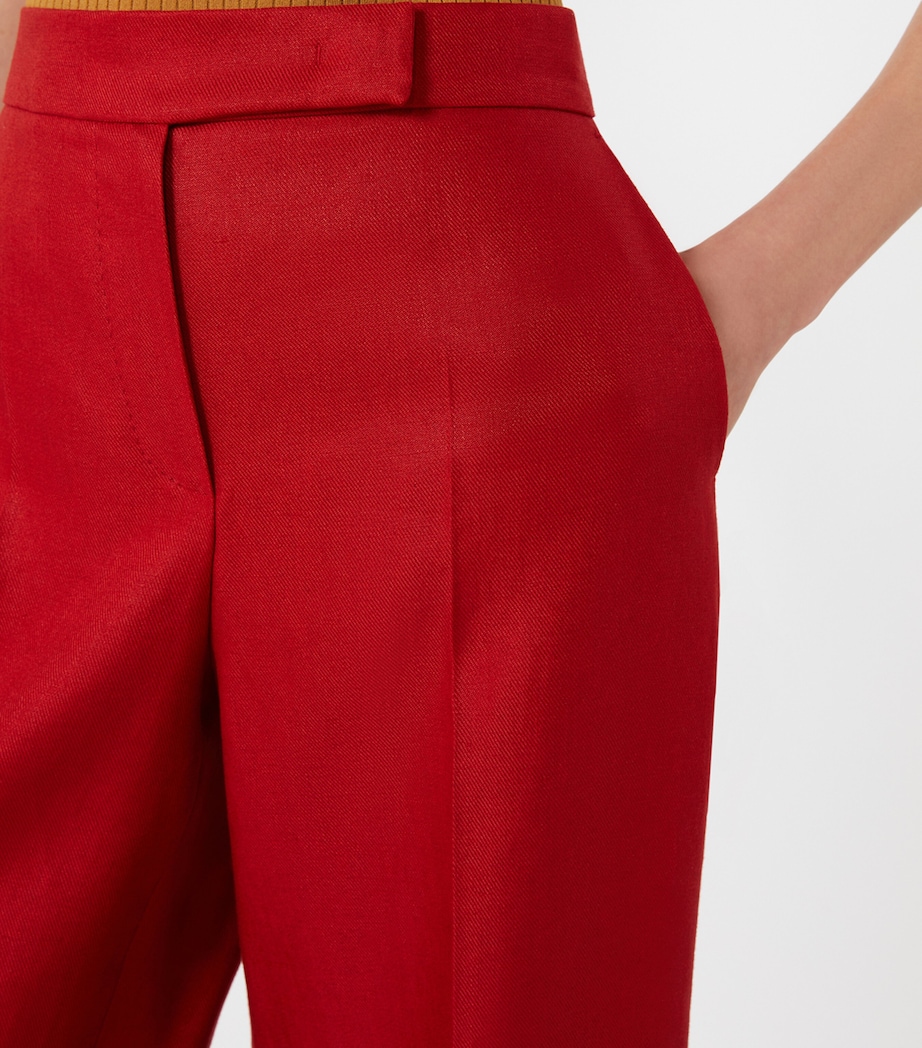 Max Mara Womens Linen Wide-Leg Trousers Red Image 5