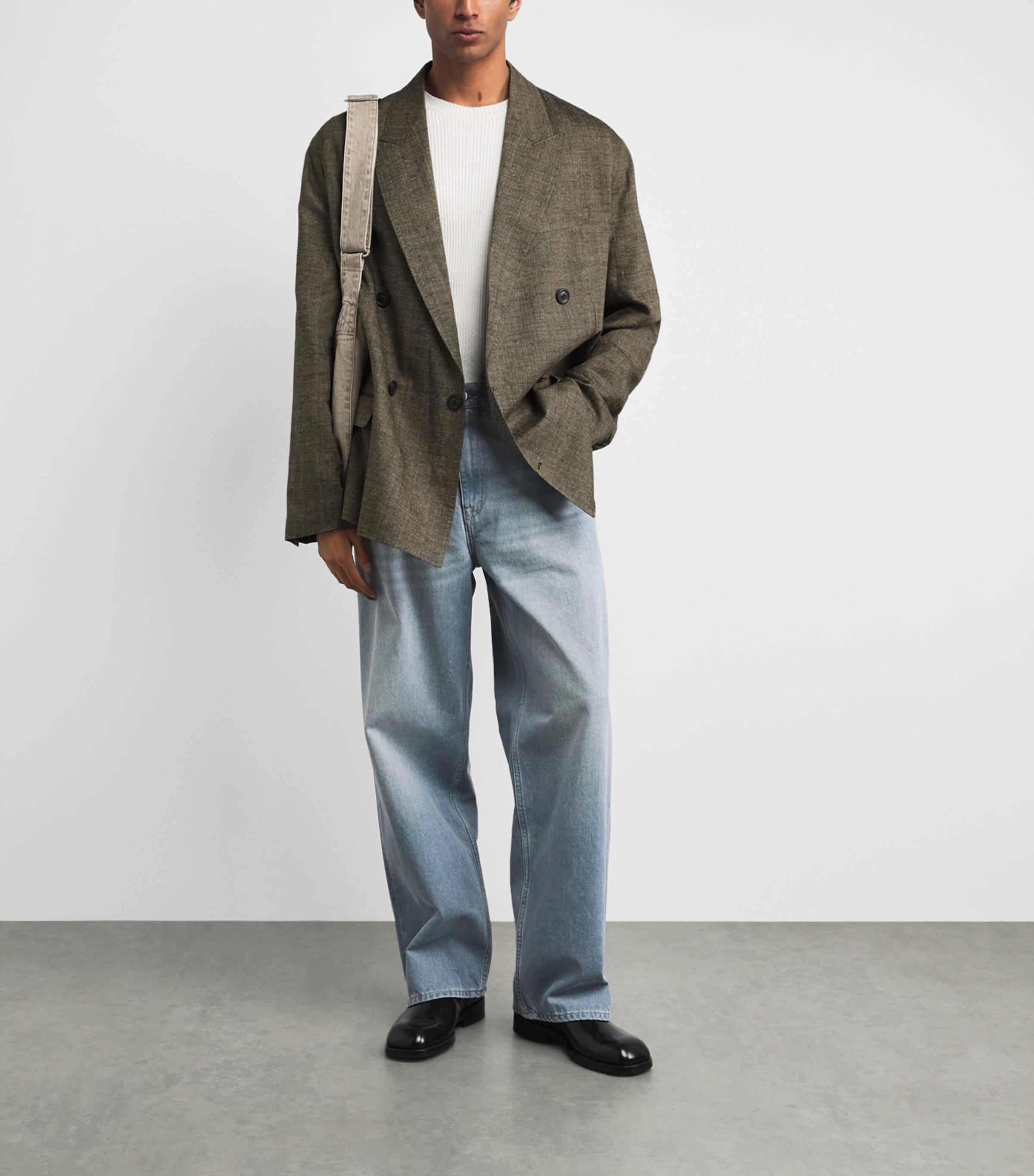Our Legacy Mens Linen-Silk-Cotton Halt Blazer Deep Husk Image 2