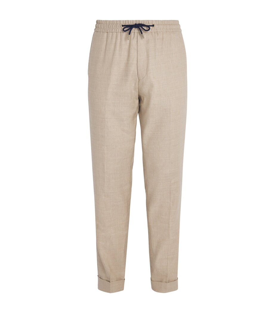 Paul Smith Mens Linen-Wool Straight Trousers Beige Image 1