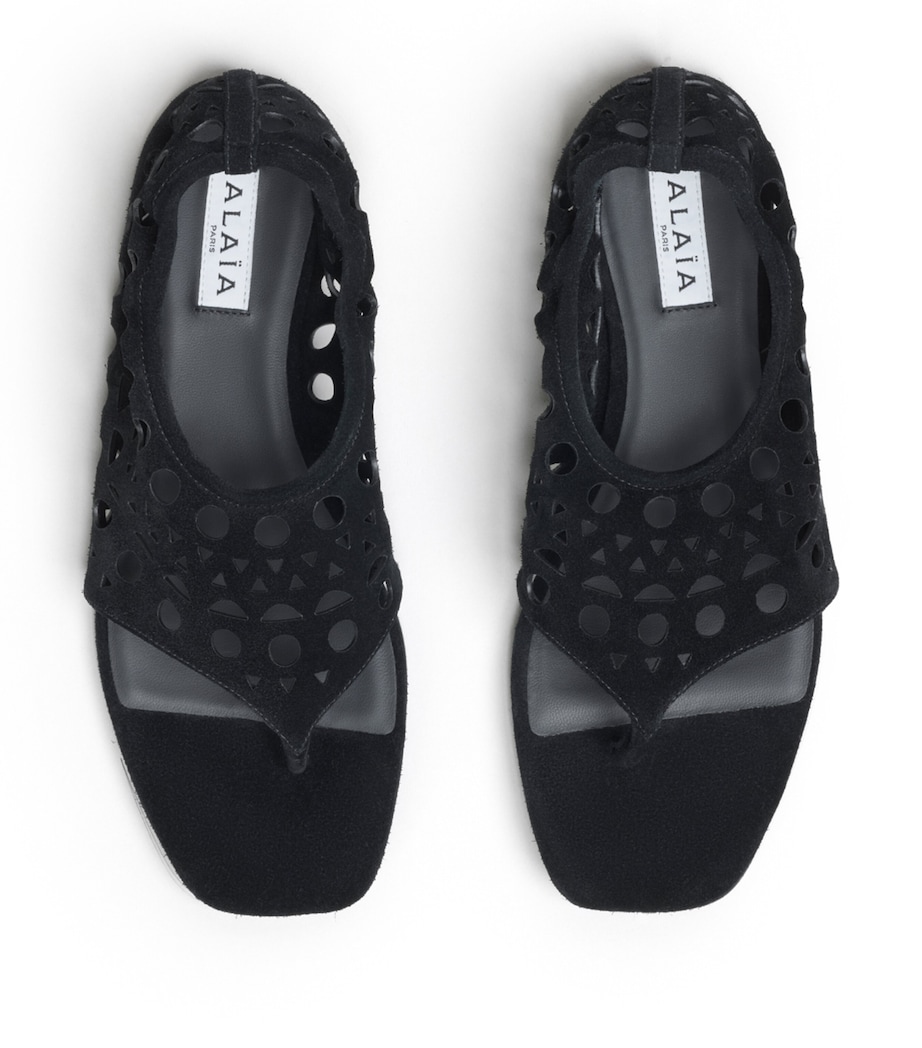 Alaïa Suede Vienne Thong Sandals Black Image 2