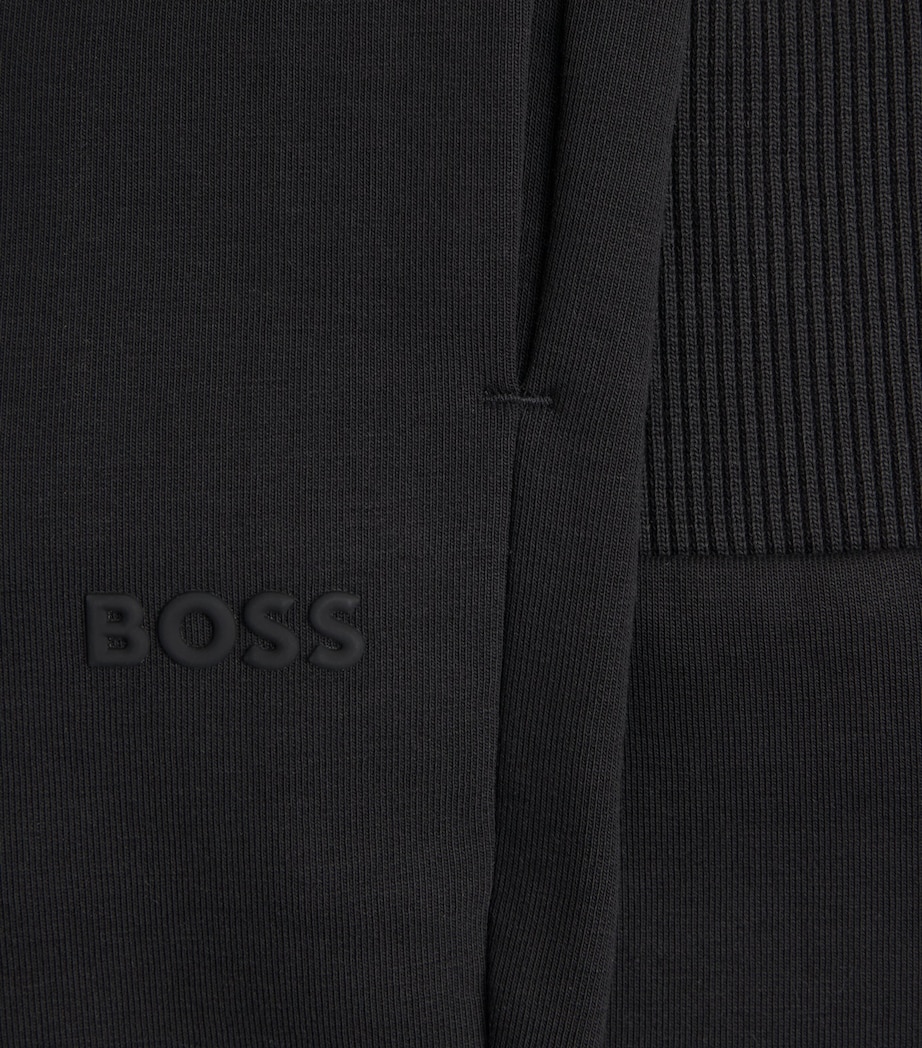 BOSS Mens Stretch-Cotton Logo Sweatpants Black Image 6