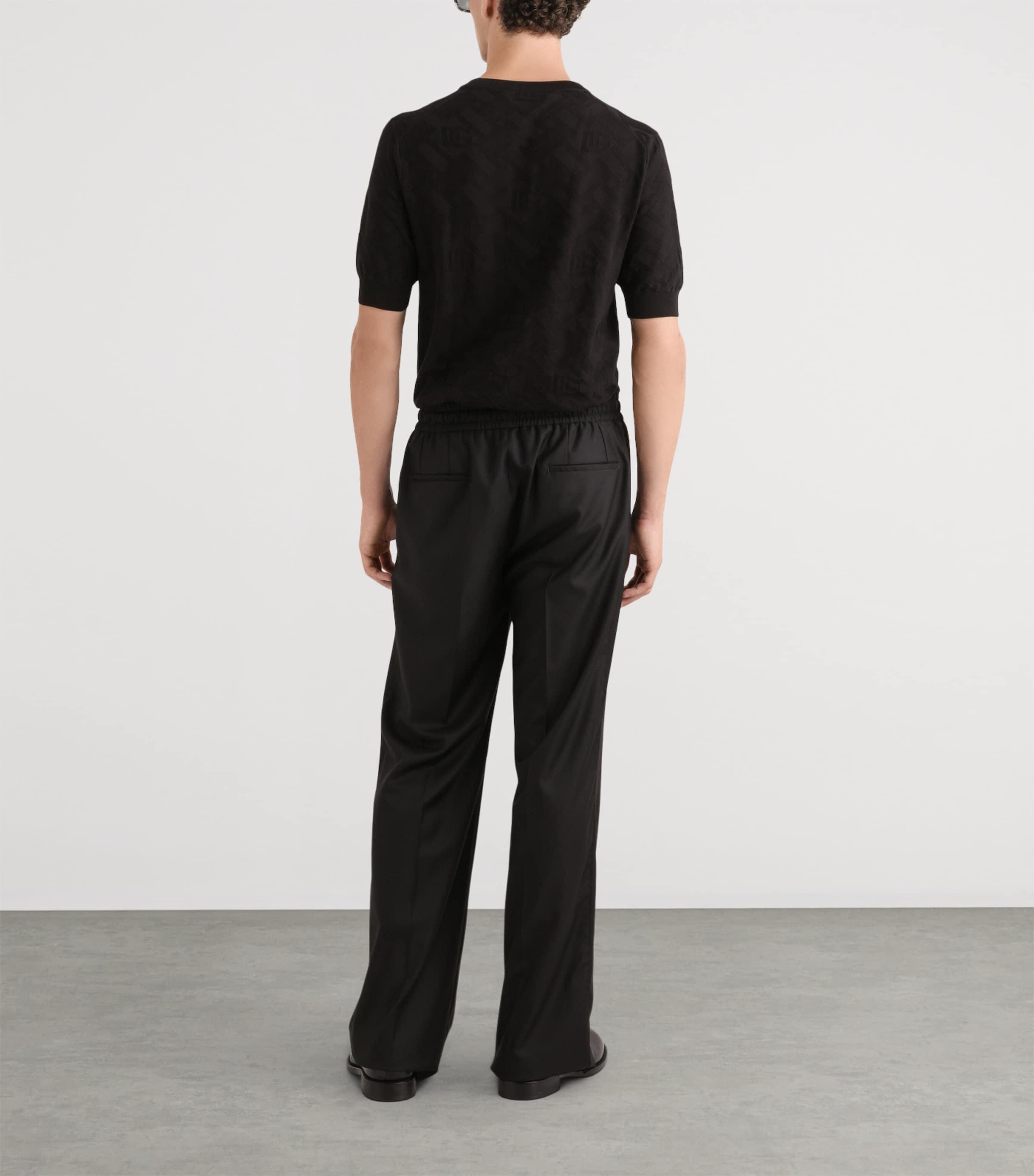 Dolce&Gabbana Mens Silk Jacquard T-Shirt Black Image 4