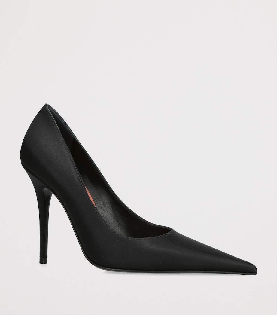 Amina Muaddi Satin Barbara Pumps 105 Black Image 2
